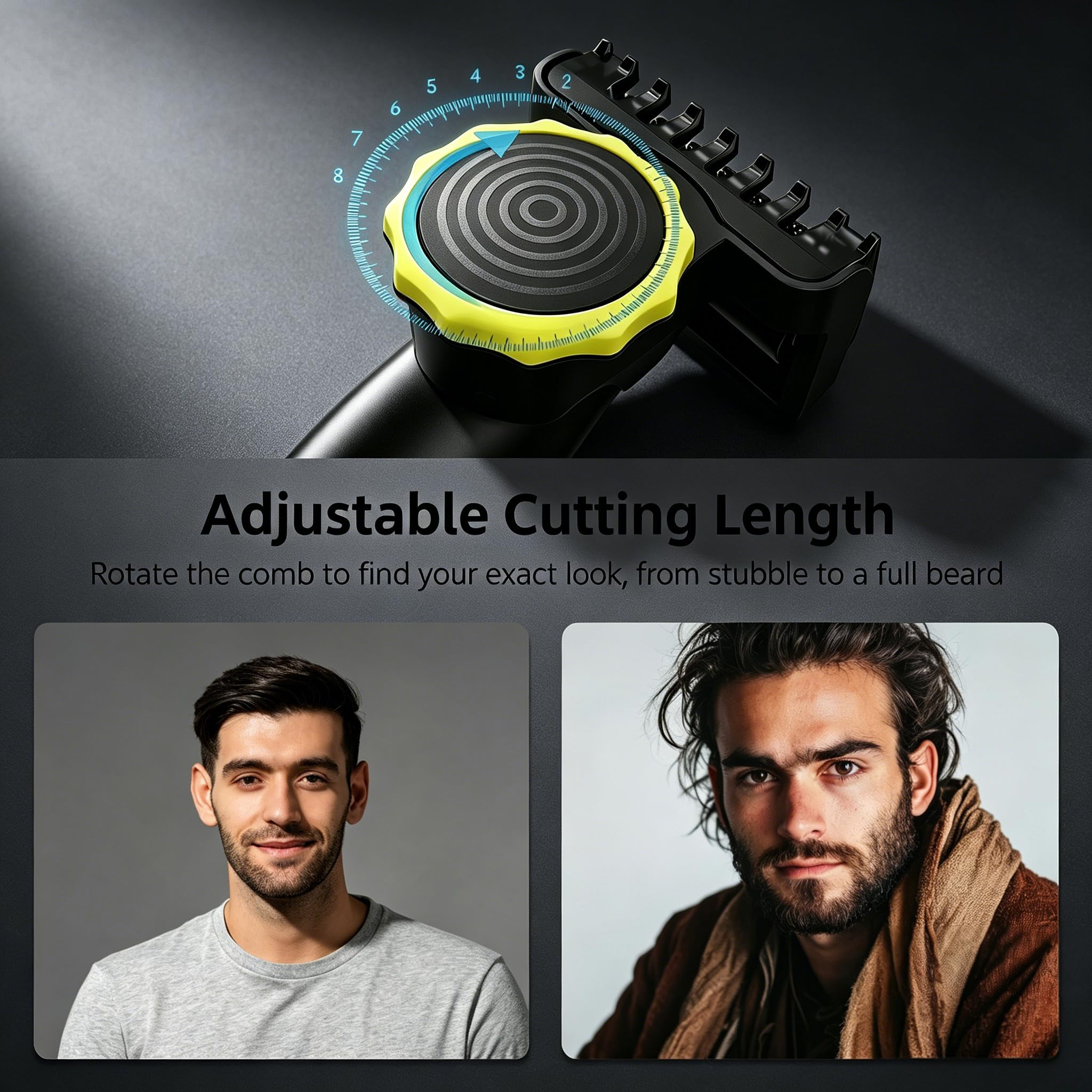 RUIM Rasoio per barba da uomo, 3 in 1, rasoio elettrico ricaricabile impermeabile per orecchie, naso, sopracciglia, baffi e corpo, nero-grigio