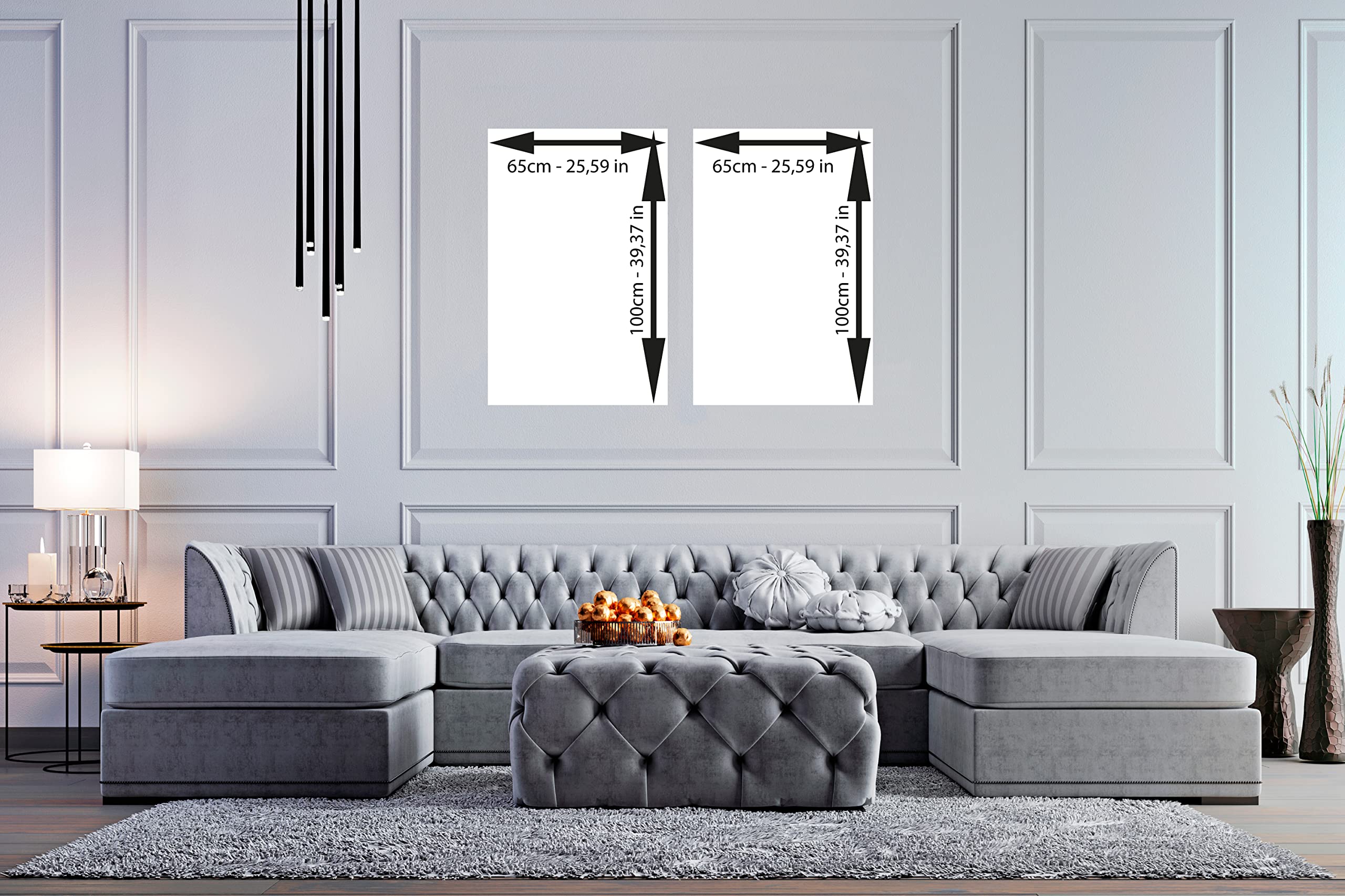 DIAMOND HOME Dipinto a Mano Acrilico su Tela Struttura in legno | Quadro Materico Rettangolare con Dettagli in Rilievo | Set da 2 Dipinti (65 x 100 CM) Made in Italy SET TESTE DI MORO SUPREME