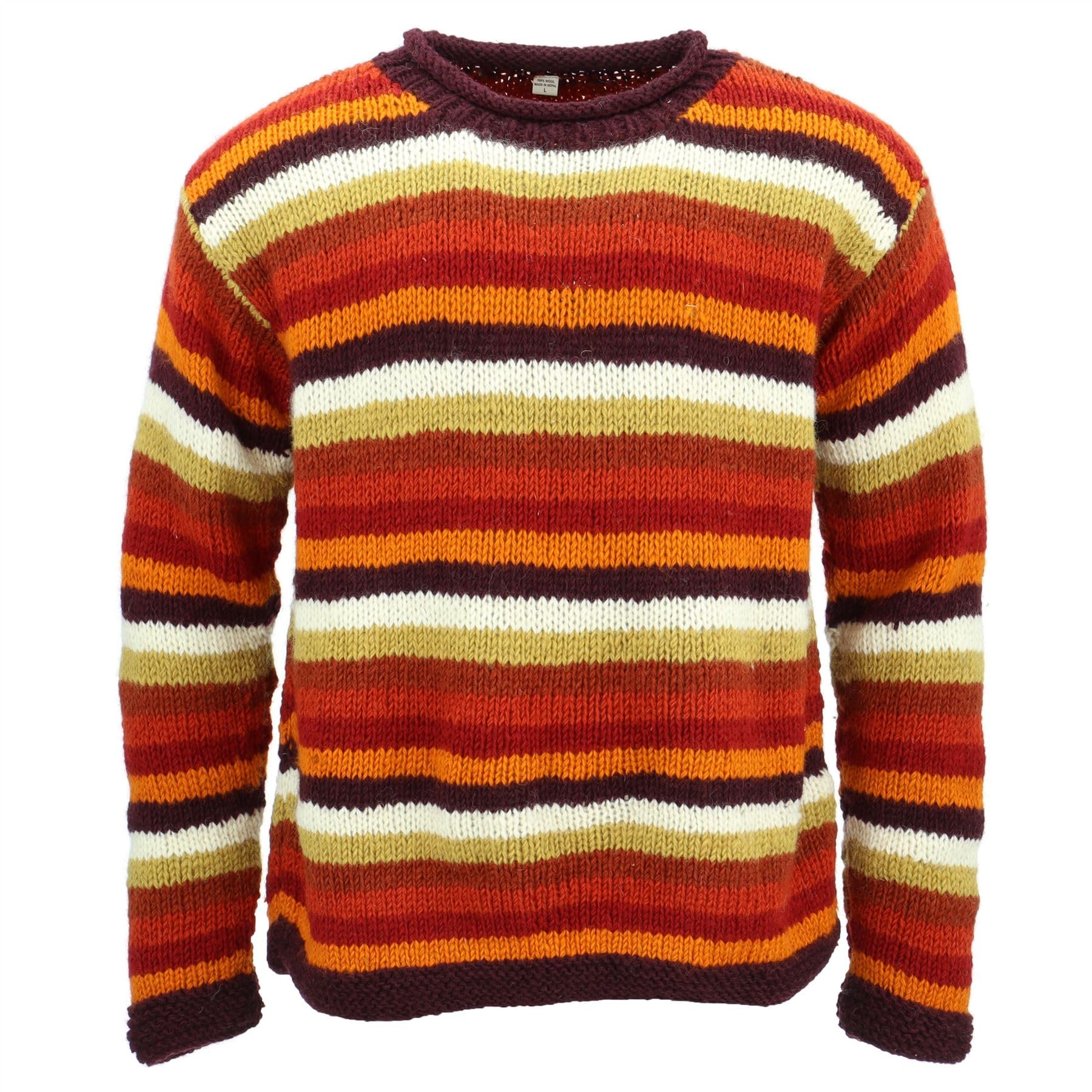 LOUDelephant Chunky Wool Knit Jumper - Stripe Rust (Small)