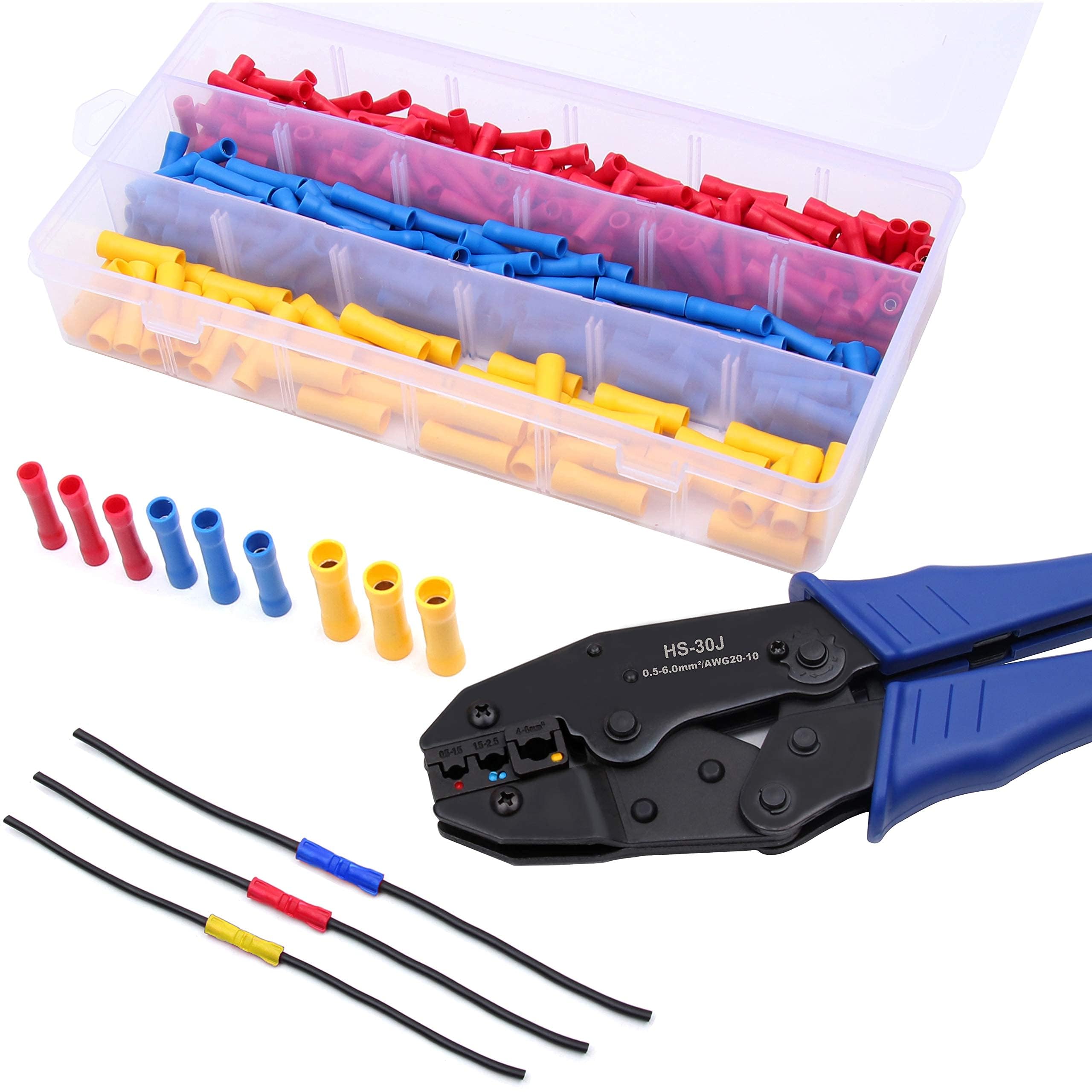 Flytuo 300PCS Butt Splice Crimp Connectors – 10-22 Gauge Insulated Wire Terminals For Automotive, Marine, Boat, Stereo