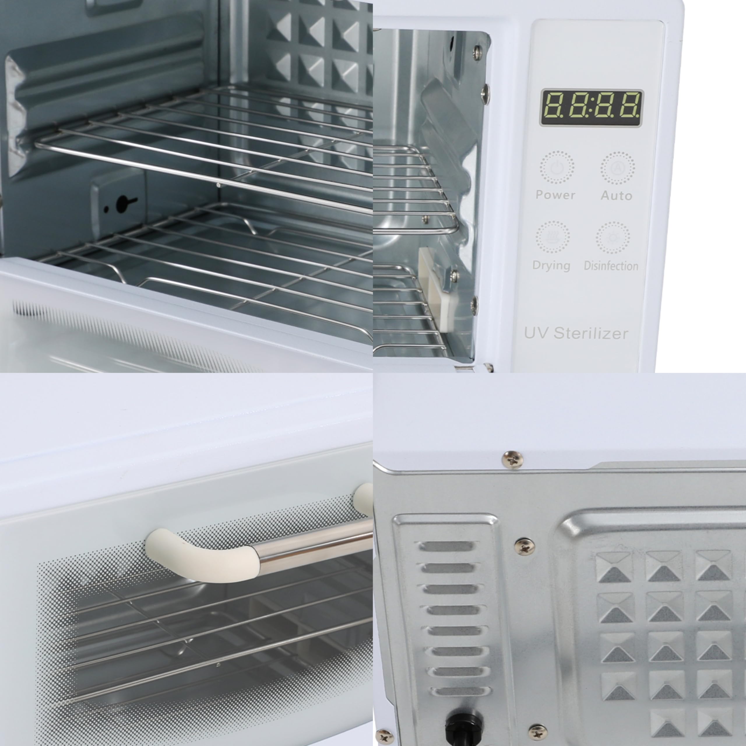 Armario desinfectante UV de 10 L de acero inoxidable y vidrio templado, dispositivo de esterilización UV, máquina de limpieza con ajuste de temporizador, esterilizador de aire caliente múltiple para