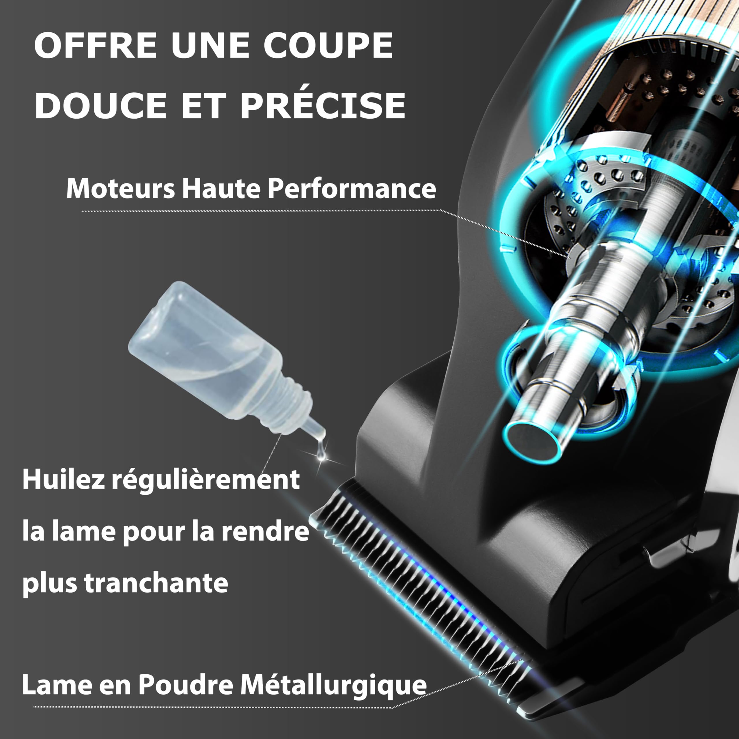 KEMEI 2296 Tondeuse à Cheveux Professionnelle Homme, Sans Fil, Lames en T, Recharge USB, Noir