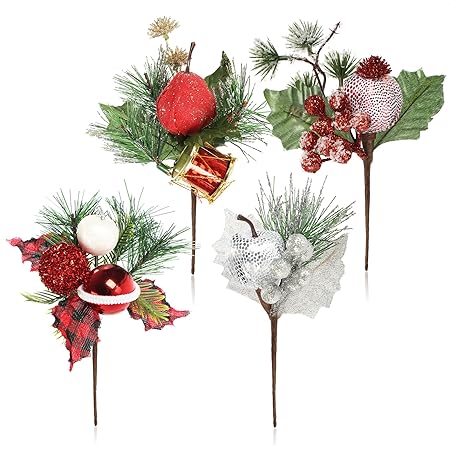 4x Goldene Deko-Zweige Für Weihnachtsdekoration - Festliche Gestecke & Arrangements