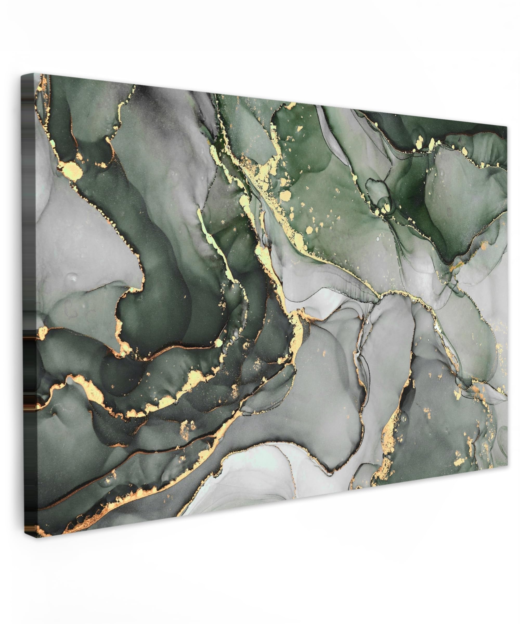 MuchoWow© Canvas Wall Art 35"x24" / 90x60 cm Decor Paintings Prints framed on Canvas Decorations Wallart Luxury - Marble - Green