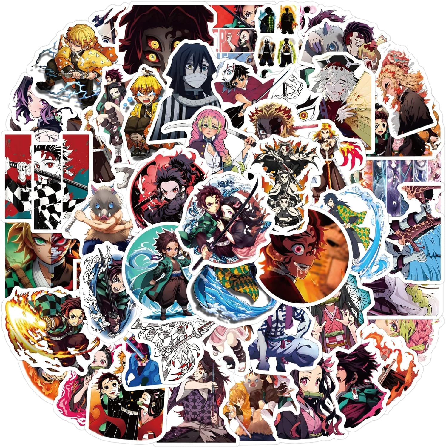 Niudazao Demon 50Pcs Manga Slayer Stickers, Vinyl Waterproof Anime Sticker For Laptop, Guitar, Water Bottle,Auto