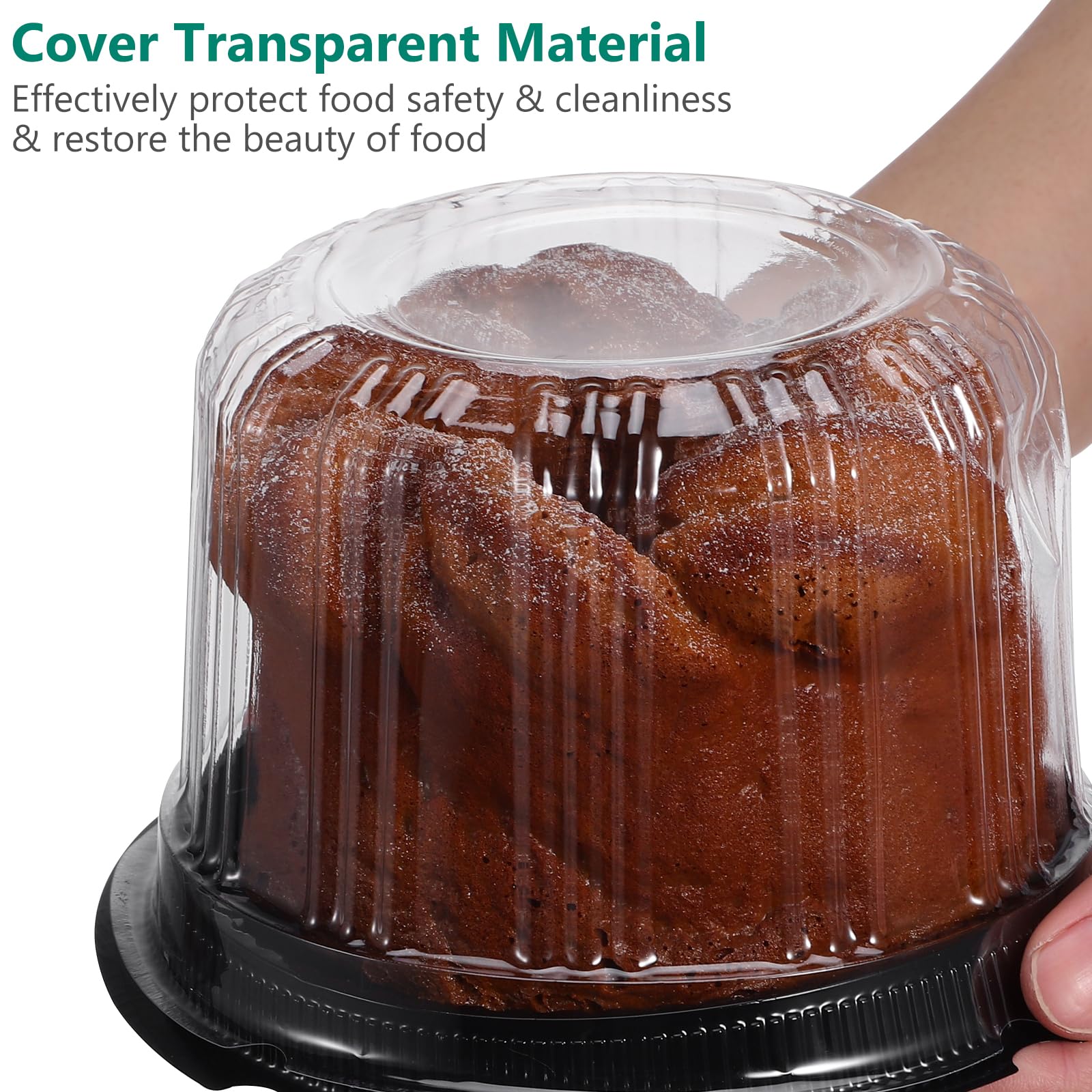 Kichvoe Contenedores de plástico para tartas con tapas, 10 soportes redondos transparentes para tartas con cúpula, soportes para tartas de 4 pulgadas