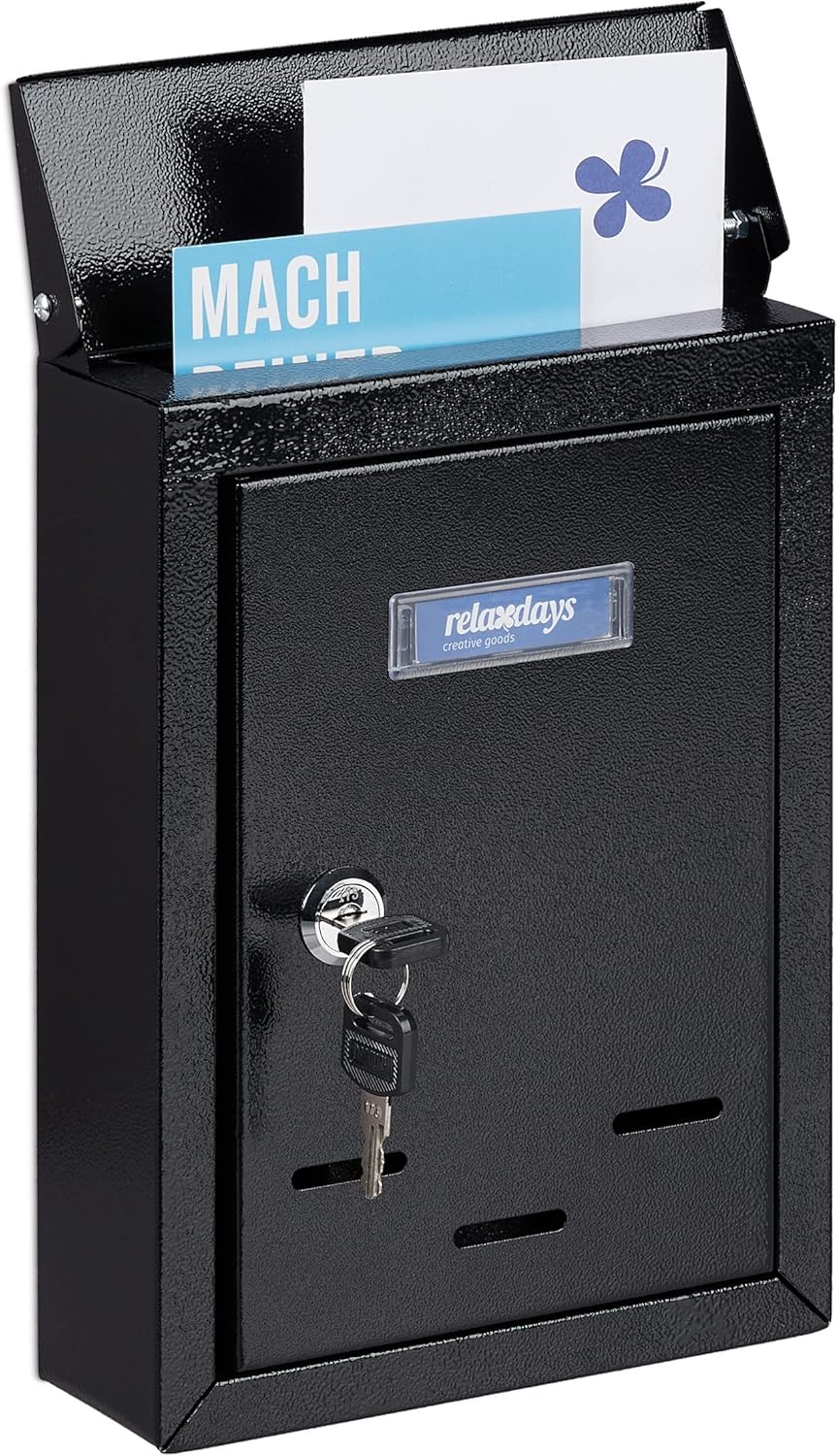 Cassetta Della Posta Relaxdays Con Targhetta - Metallo Blu Con Serratura, 30.5x21x7 Cm - Foto 4