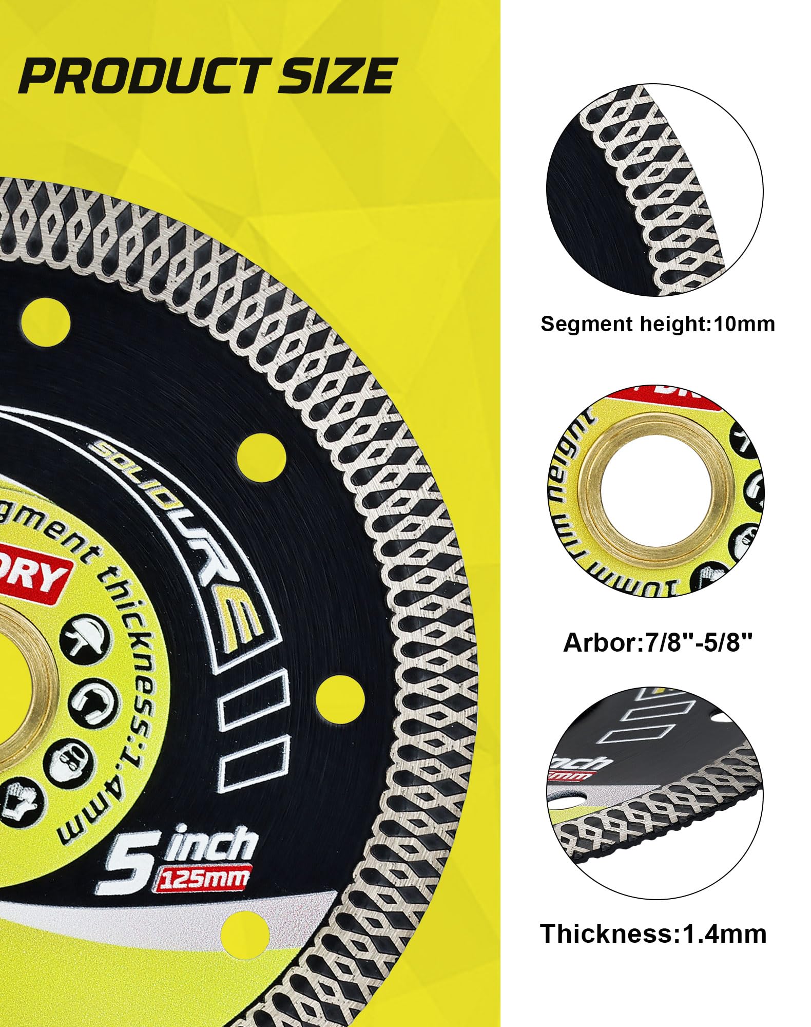 125mm Diamond Cutting Discs,Super Thin Ceramic Cutting Disc Cut on Porcelain,Granite,Marble,Concrete,Tiles,Stones,Bricks & Ceramics - Image 3