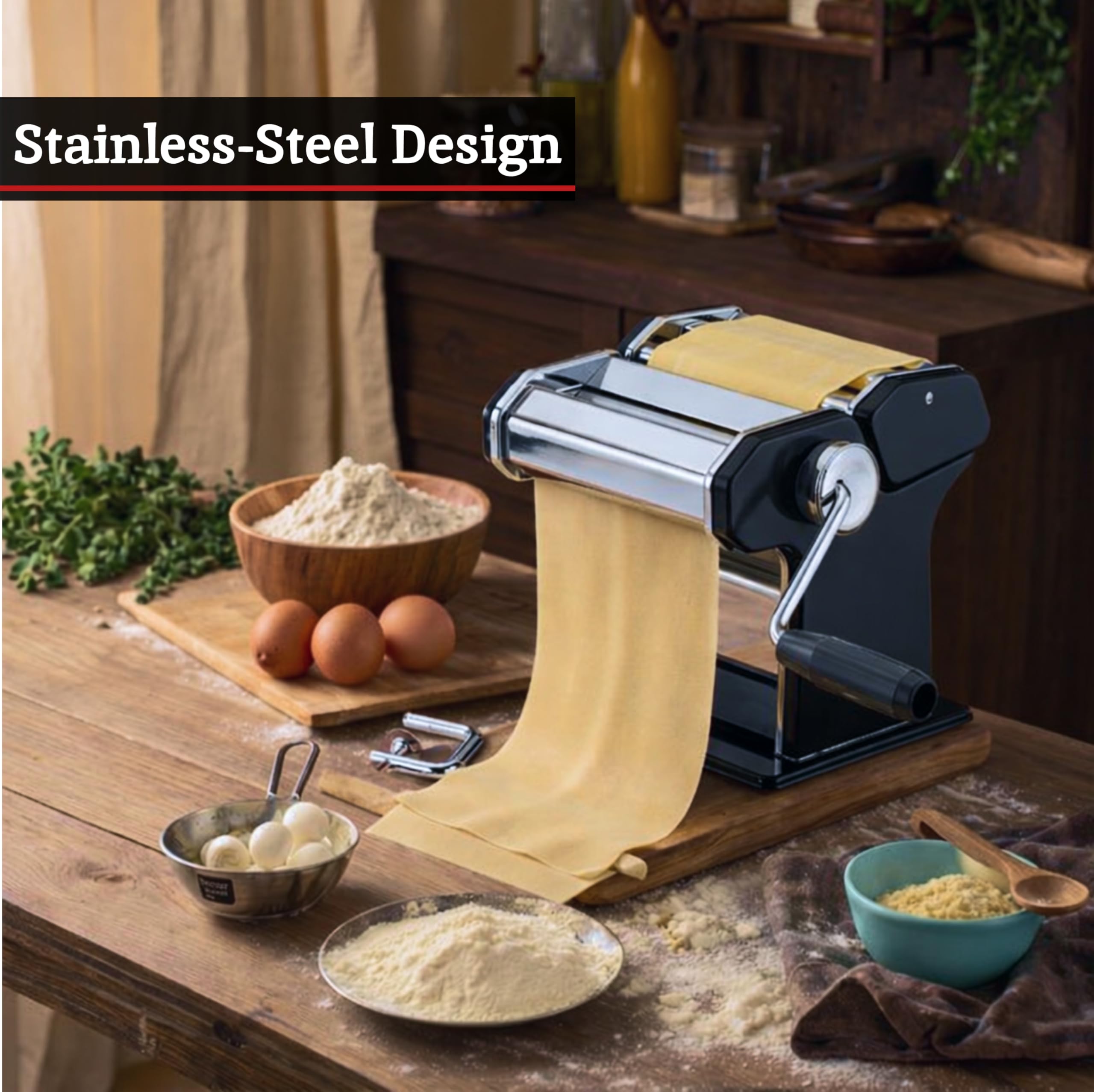 Premier Housewares - Máquina para Hacer Pasta, Estructura de Acero Cromado y Color Negro