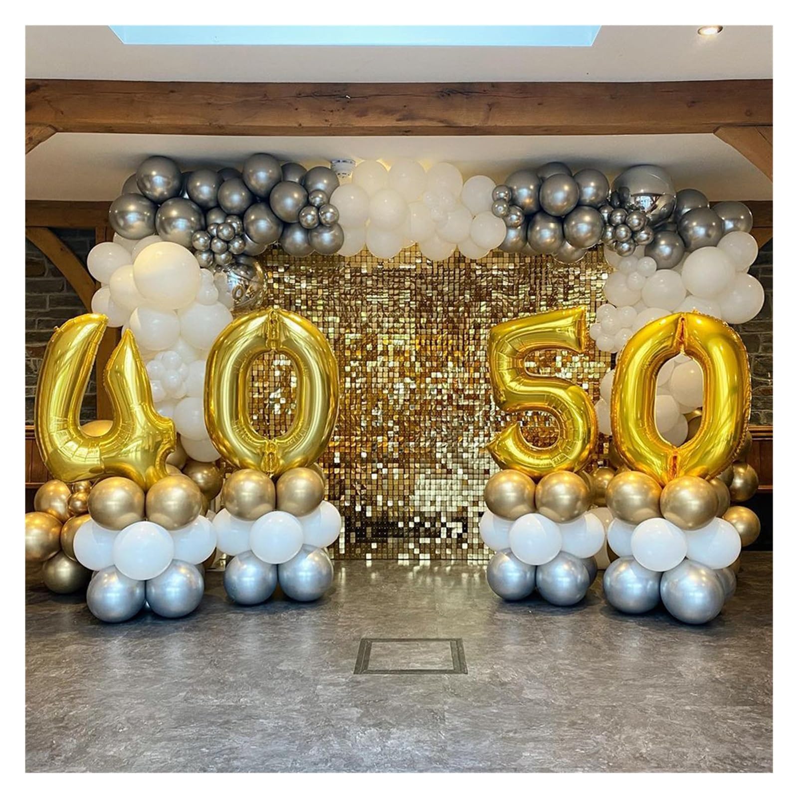 Rideau d'arrière-Plan à Paillettes, 10 pièces/2.0m, décorations de fête d'anniversaire, Mariage, en Feuille pour Cuisine(Silver)
