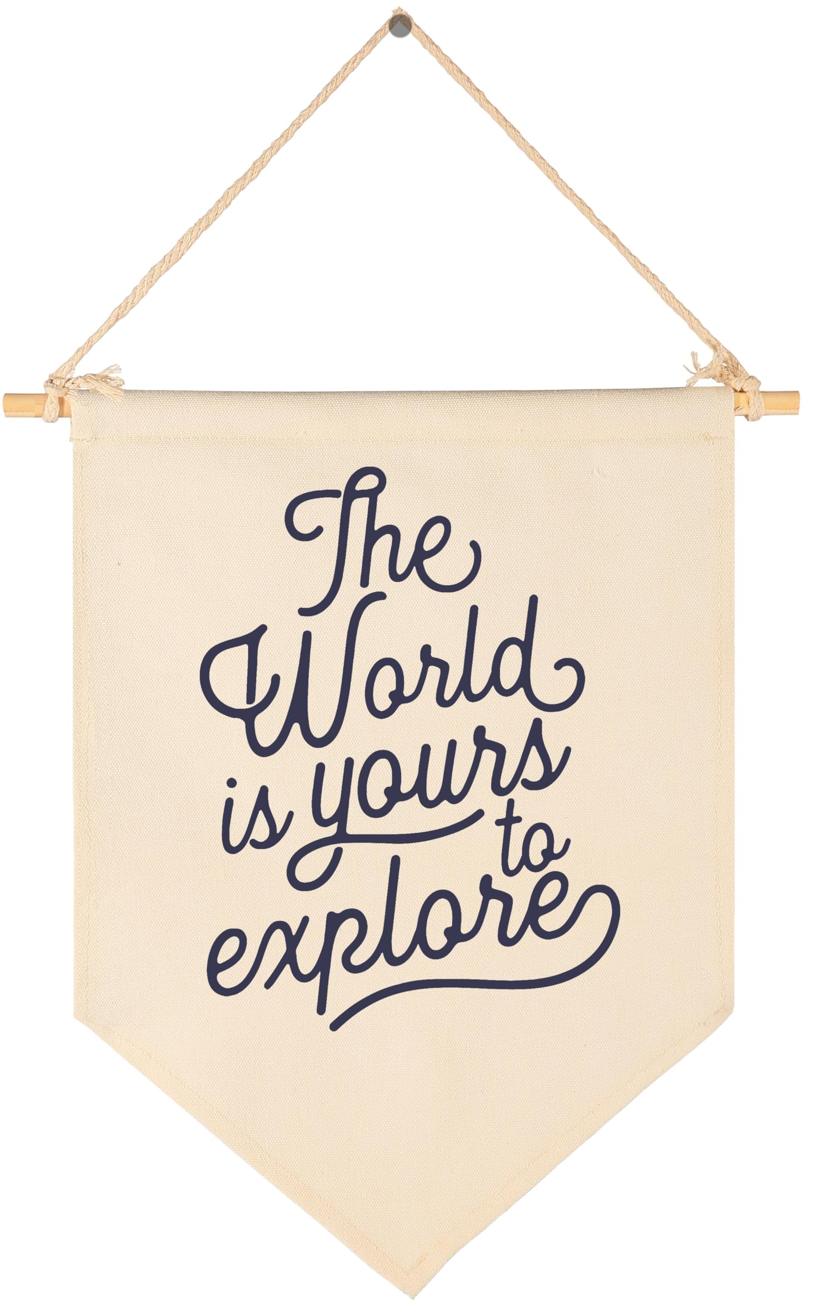 The World is Yours to Explore-Adventure Flag Sign Gifts for Baby Newborn Boys Girls Kids-Banner Pennant Wall Decor Gifts for Nursery Bedroom Playroom