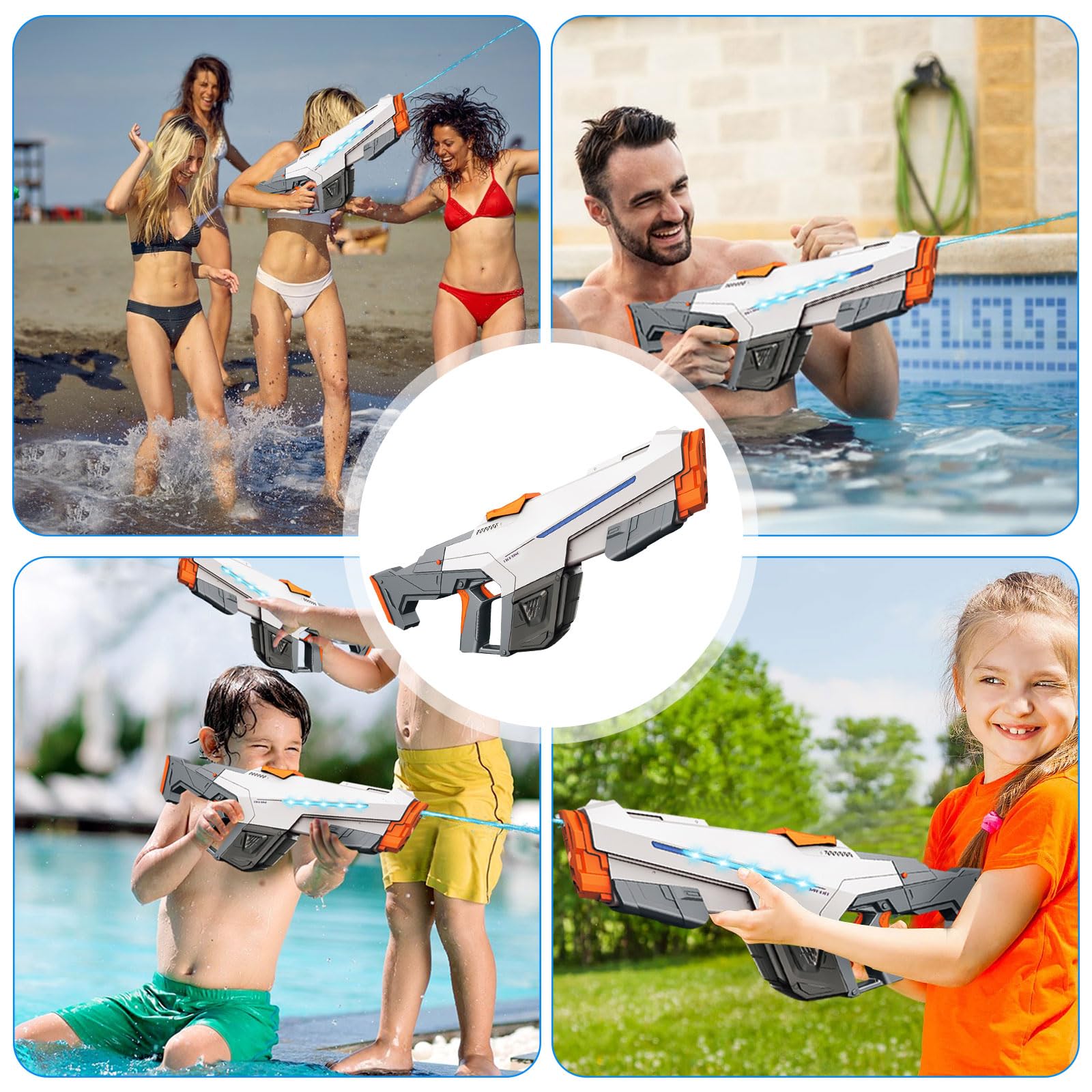 Pistola ad Acqua Elettrica, Fucile ad Acqua Elettrico Potente per bambini adulti, con Assorbimento Automatico, Capacità 610 ml, Pistola Acqua per piscina, feste, spiaggia all'aperto