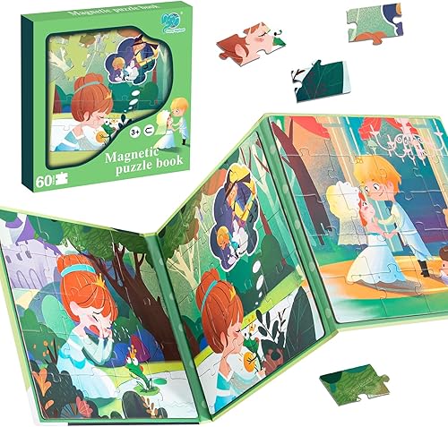Miniatura 8 de Rompecabezas magnéticos para niños de 3 a 8 años, 60 piezas de rompecabezas y libro de combinación magnética de tres pliegues, juguetes educativos