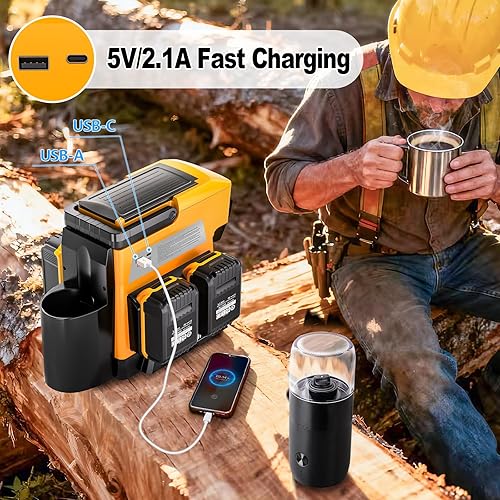Miniatura 5 de Taingwei Cafetera inalámbrica para batería Dewalt de 20 V, cafetera de goteo portátil con molinillo de café eléctrico para RV, camping, viajes,