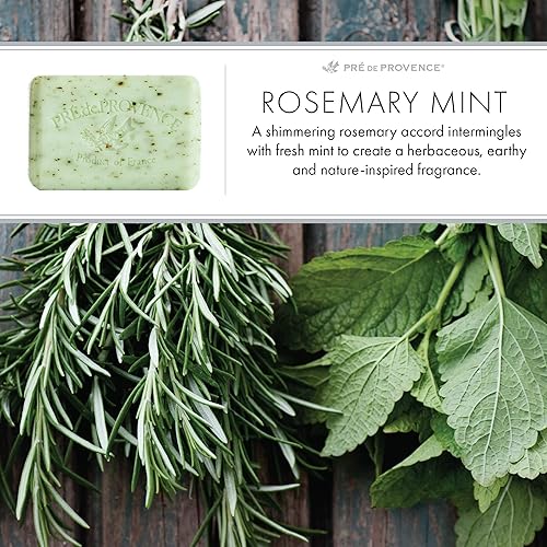 Miniatura 5 de Pré de Provence - Barra de jabón francesa artesanal enriquecida con manteca de karité, menta de romero, 5.29oz
