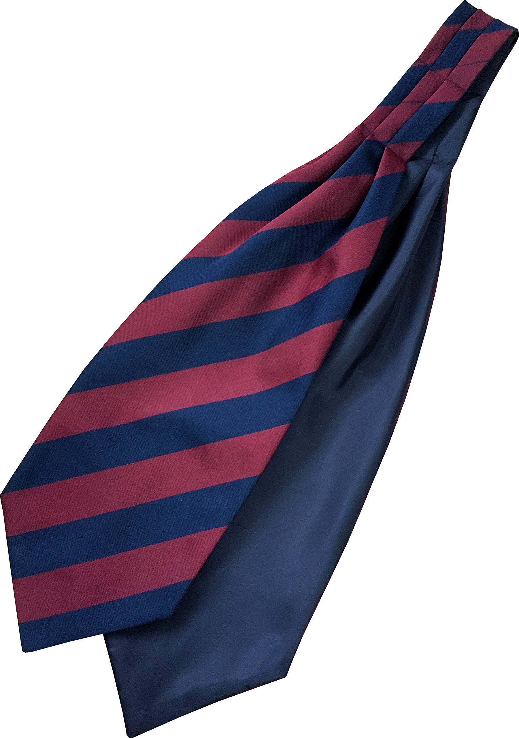 Great British Tie Club Men's Burgundy, Navy Brigade Of Guards Regital Woven Striped Ascot Cravat