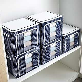 CLAPONE 5 Pcs 66 Liters Foldable Steel Frame Cloth Organizer for Storage/Wardrobe for Storage/almirah for Sarees/Shirts/Bl... Price In India