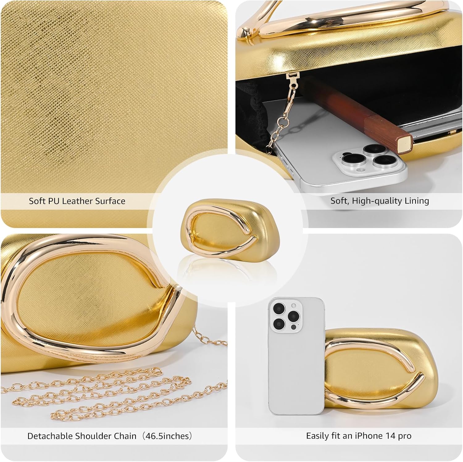 Women's PU Leather Evening Bag Clutch Purses for Women Wedding Handbags Shoulder Bag Party Crossbody Bride Purse - Image 4