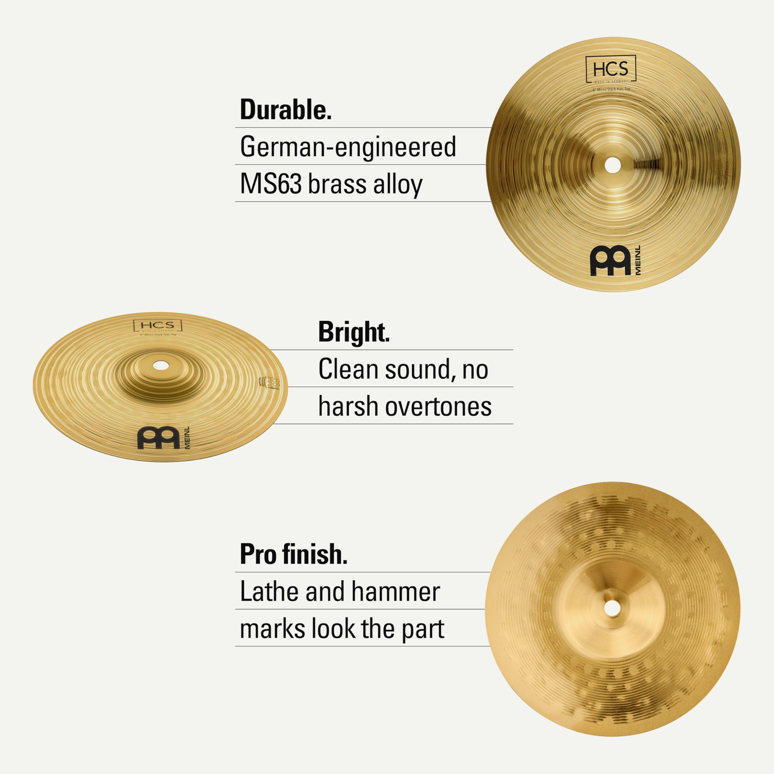 Meinl Cymbals HCS - Sombreros micro apilables de 8 pulgadas, platillos para tambores, par, fabricados en Alemania