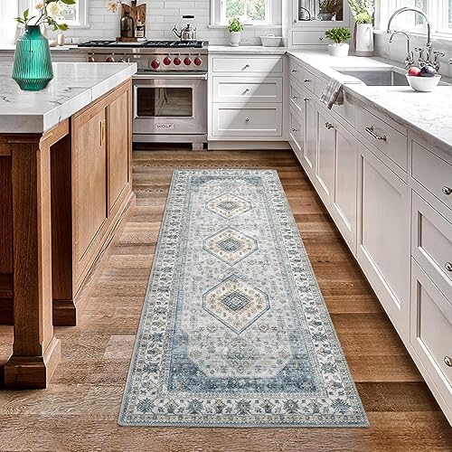 Miniatura 3 de Alfombra de pasillo larga de 2 x 6 pies, estilo vintage, resistente a las manchas, antideslizante, para dormitorio, sala de estar, pasillo,