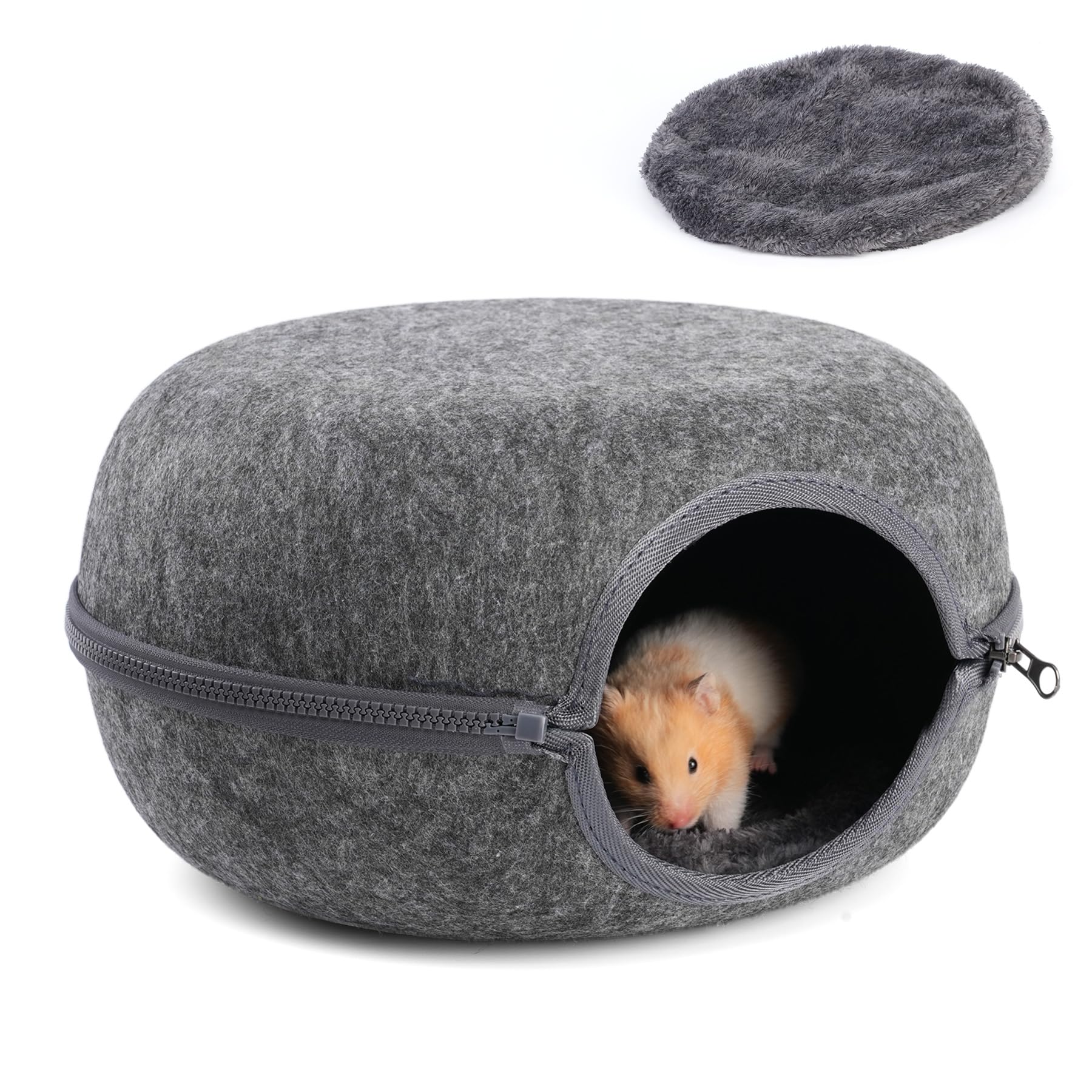 DOOKRON Guinea Pig Hideout, Double Function Guinea Pig Bed with 2 Soft Cushions, Small Animal Cage Accessories for Guinea Pigs, Hamsters, Hedgehogs, and Ferrets (Dark Grey)