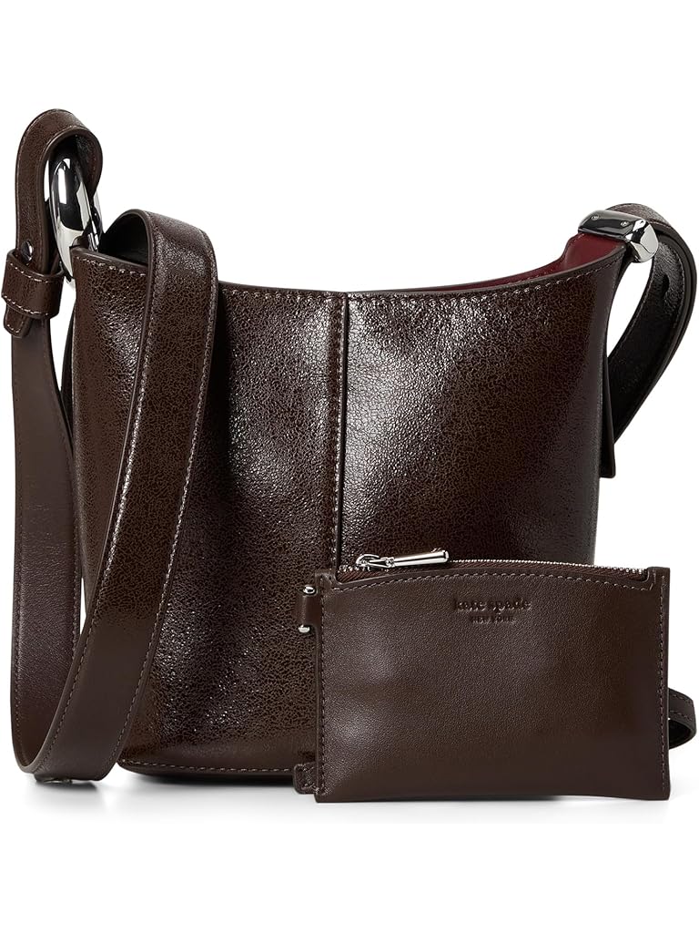 Mahogany Kate Spade New York Halo Glazed Leather Mini Bucket