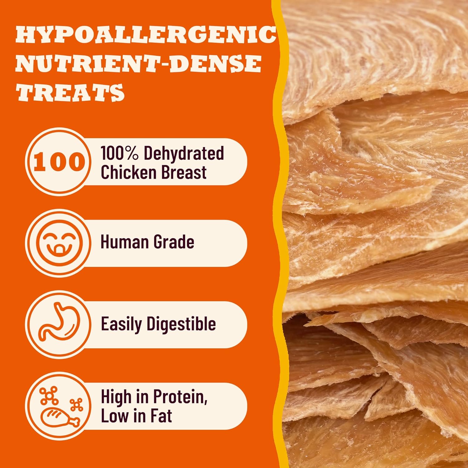 17.64oz Dehydrated Chicken Dog Treats with Single Ingredient Chicken Breast - High Protein, Low Calorie Healthy Chicken Jerky Dog Treats for Small, Medium & Large Breed