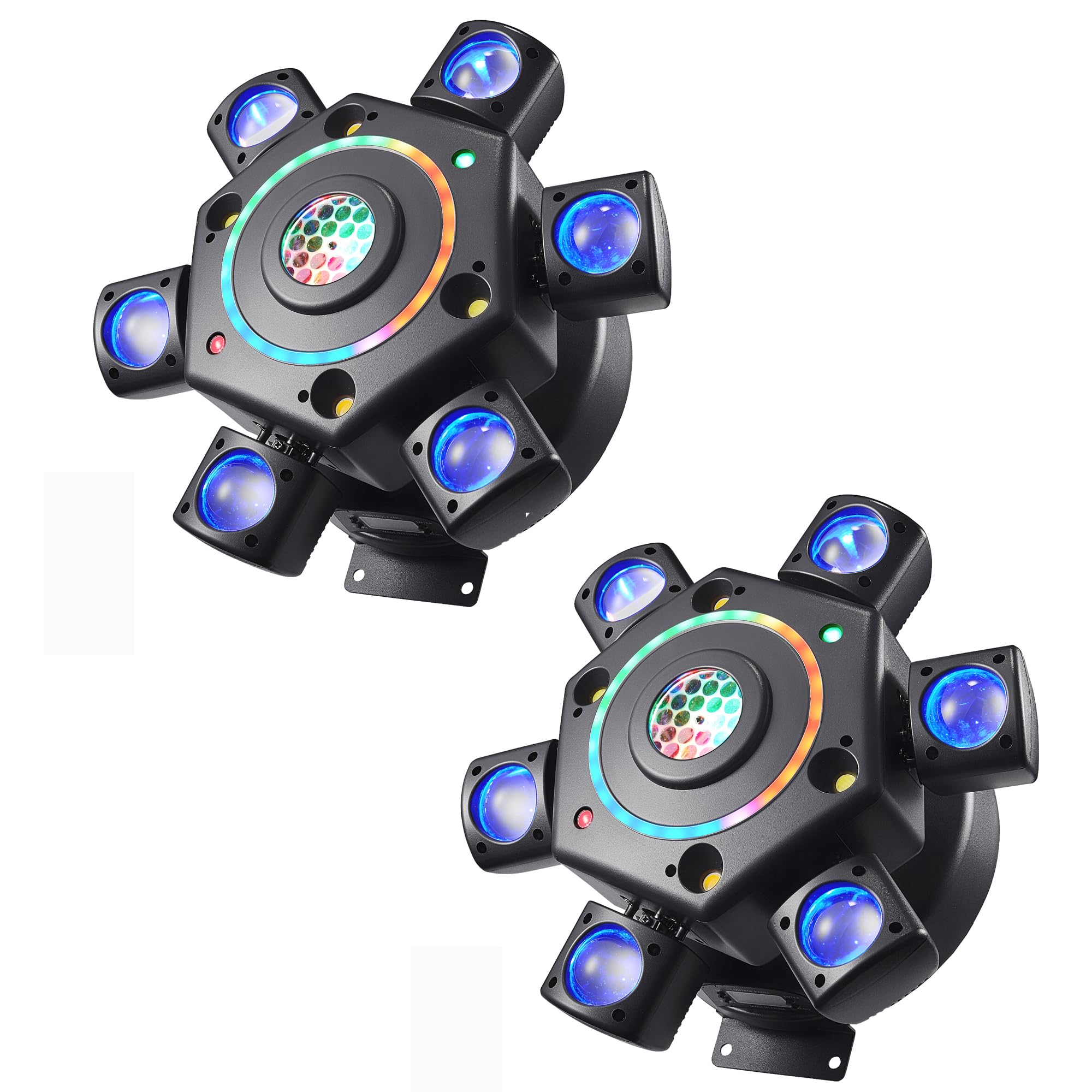 2 luces de DJ de cabeza móvil para fiestas, luces de escenario de discoteca, luces LED RGBW 7 en 1, 6 brazos con efectos de iluminación mixtos, iluminación de escenario de DJ para fiesta, discoteca
