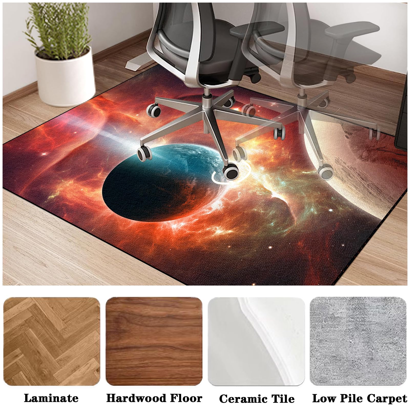 Tapis Chaise Gaming Antidérapant Tapis Protection Sol Chaise Bureau, Tapis Gaming Sol pour Sols durs, Tapis de Sol pour Bureau, Tapis de Chaise à Rouler Protège Sol sous Chaise 130 x 150 cm