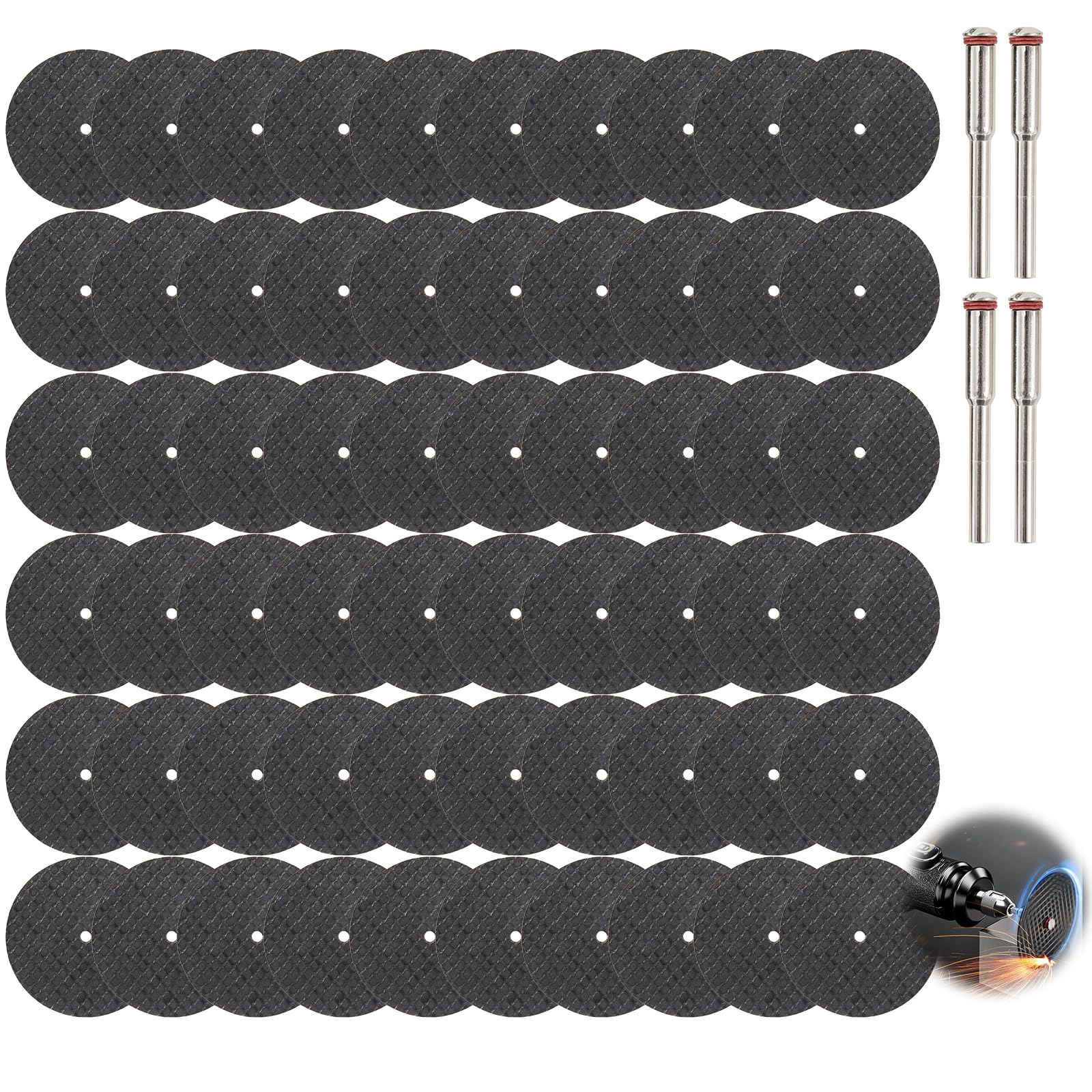 60 dischi da taglio in metallo Ø32 mm con 8 mandrini 3 mm e cacciavite, mini dischi da taglio abrasivi per utensili rotanti, accessori di taglio e macinazione