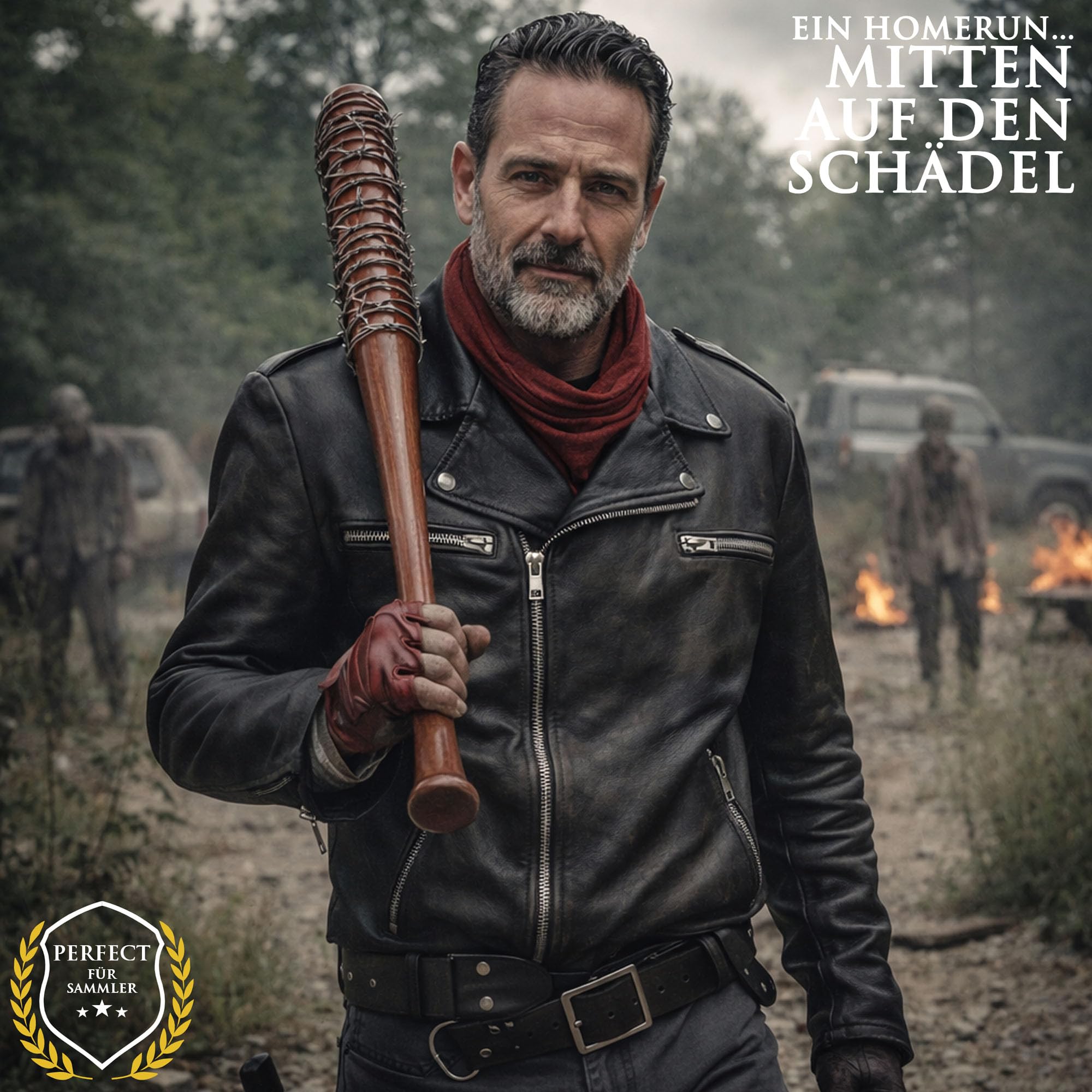 Swords and more The Walking Dead - Negan's Baseballschläger Lucille, 81 cm, Baseballschläger Lucille aus Holz mit Stacheldraht aus Metall & Wandhalterung für TWD-Fans, Sammler & als Geschenk