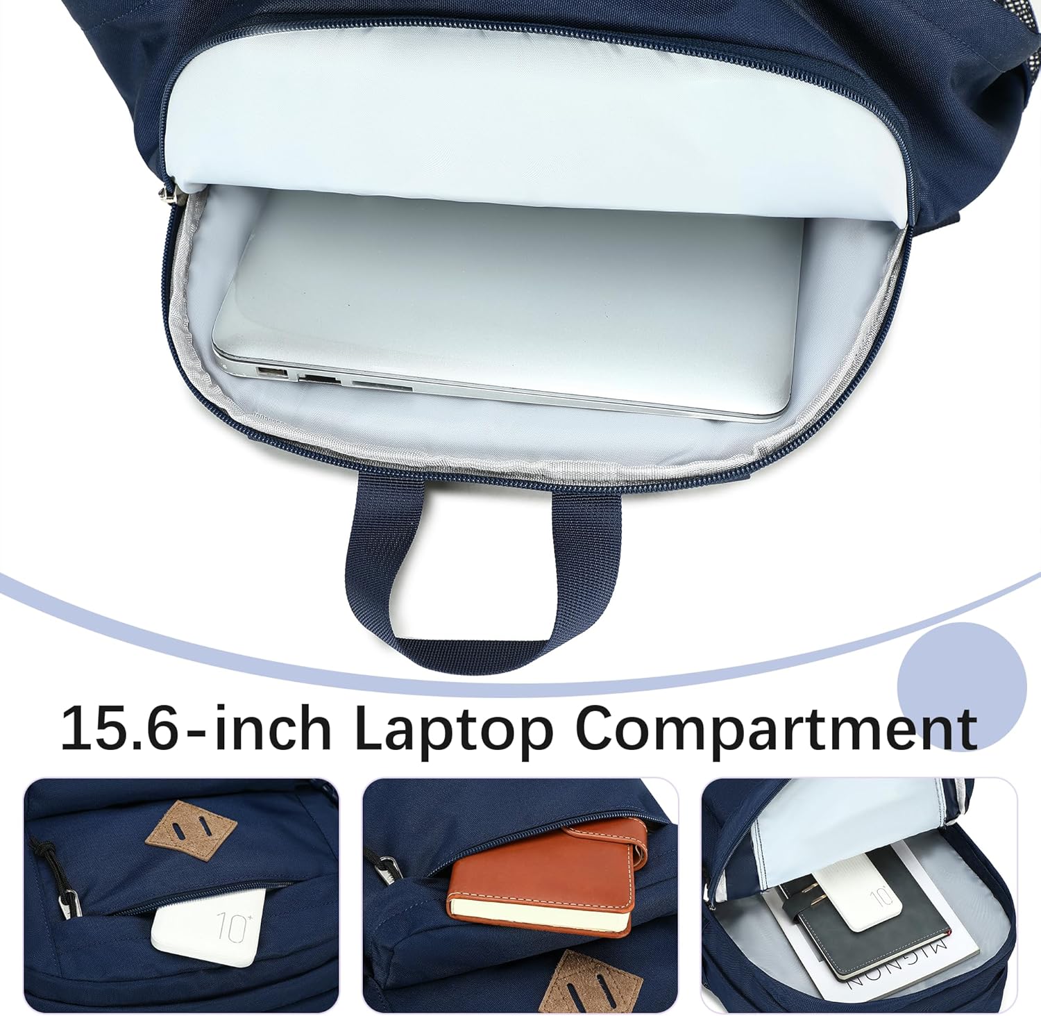 abshoo 29L Backpack for School College Bookbag Middle High School Backpacks Casual Daypack Travel Backpack (Navy) - Image 6