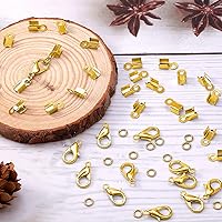 Vista 3 de Syhood 450 tapas de extremo de cable plegables, conectores de anillo de salto abiertos y pulseras, cierres de pinza de langosta para hacer joyas