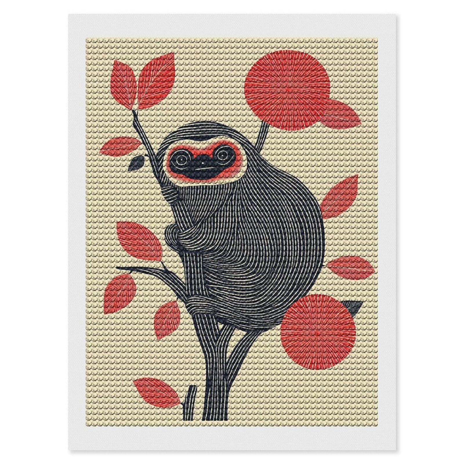 Junmoney Sloth in Tree Diamond Art Kit 12"x16", Gift Idea, for Family Craft Time, Mindful Craft Activity, Boho Decor, Relaxing DIY Hobby