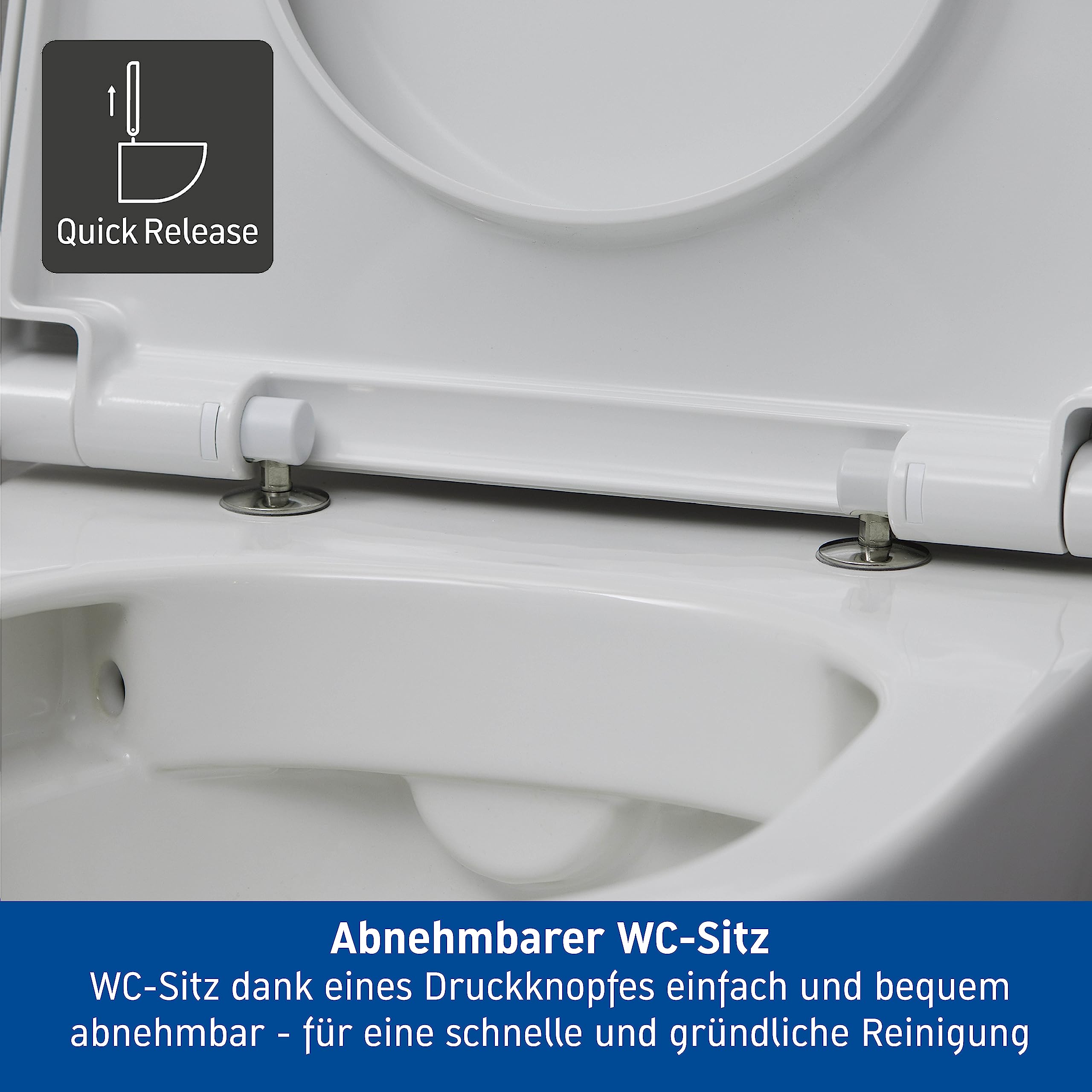 Duravit WC-Sitz D-Neo, Klobrille mit Quick-Release für einfache Montage, ohne Absenkautomatik, Toilettendeckel mit hochwertigen Edelstahlscharnieren, Urea-Duroplast, Weiß