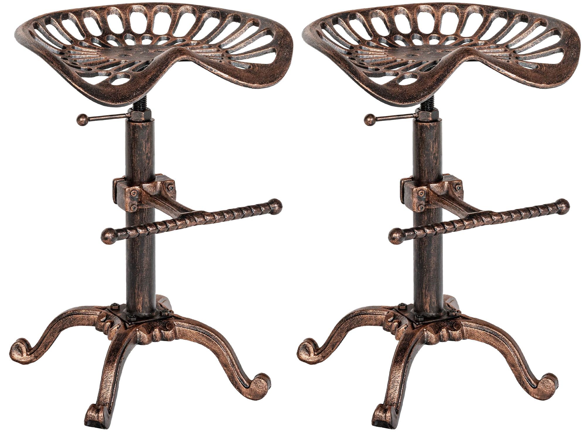 CLP Set 2 Sgabelli Bar Butch In Ghisa Design Industrial I Coppia Sgabelli Bancone Urban In Metallo Regolabili Colore bronzo