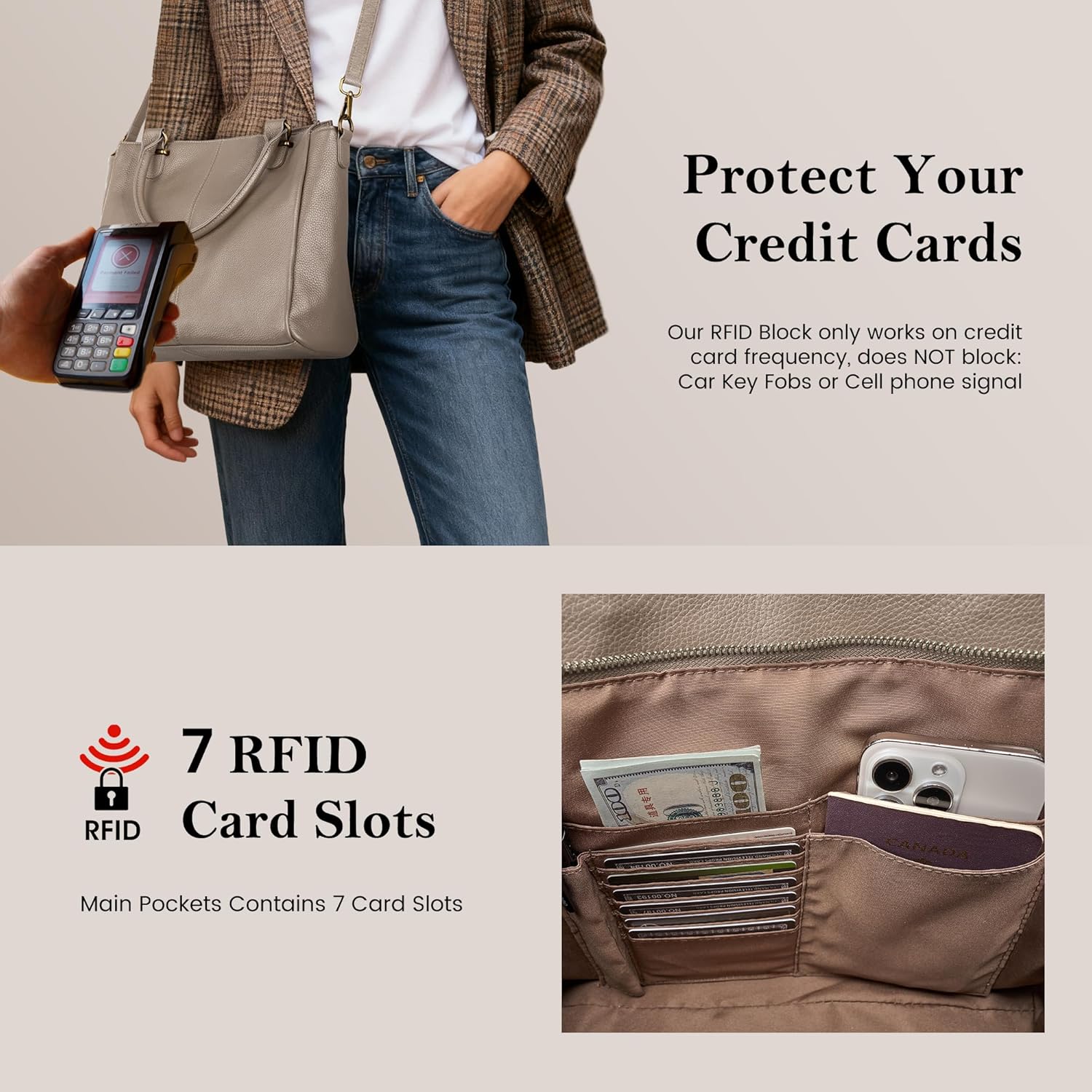 befen Soft Genuine Leather Purses for Women Medium Tote Bag Handbags Crossbody Bags with Top Handles Shoulder Satchel Purse - Image 5