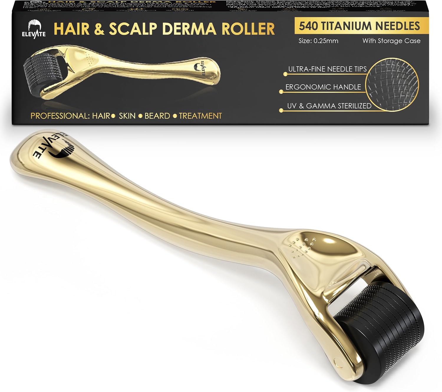 ELEVATE 0.25mm Titanium Microneedling Roller for Facial Skin Care