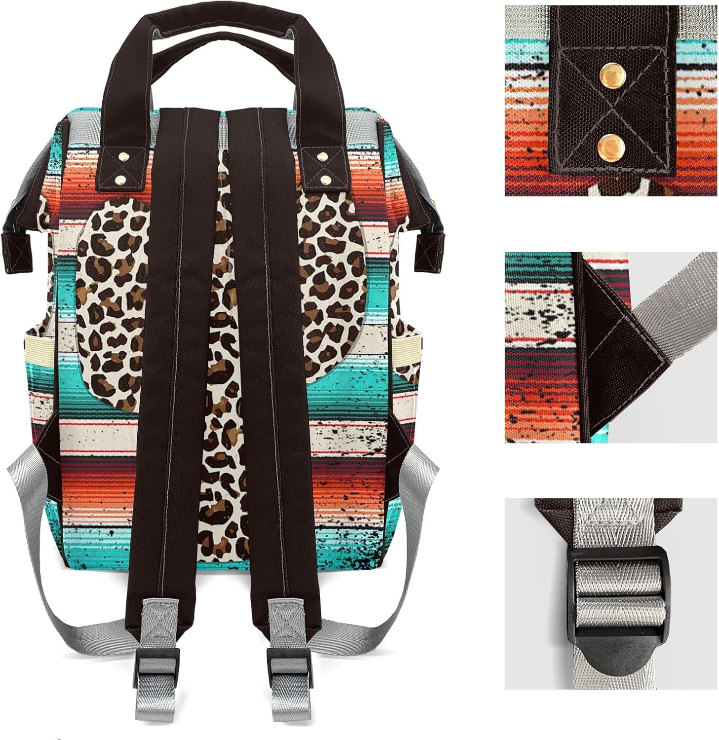 Funny Leopard Cactus Cute Diaper Bag Baby Nappy Bag Daughter Multi-Function Custom Baby Bag Picnic Diaper Carrying Bag Unisex Gifts with Name