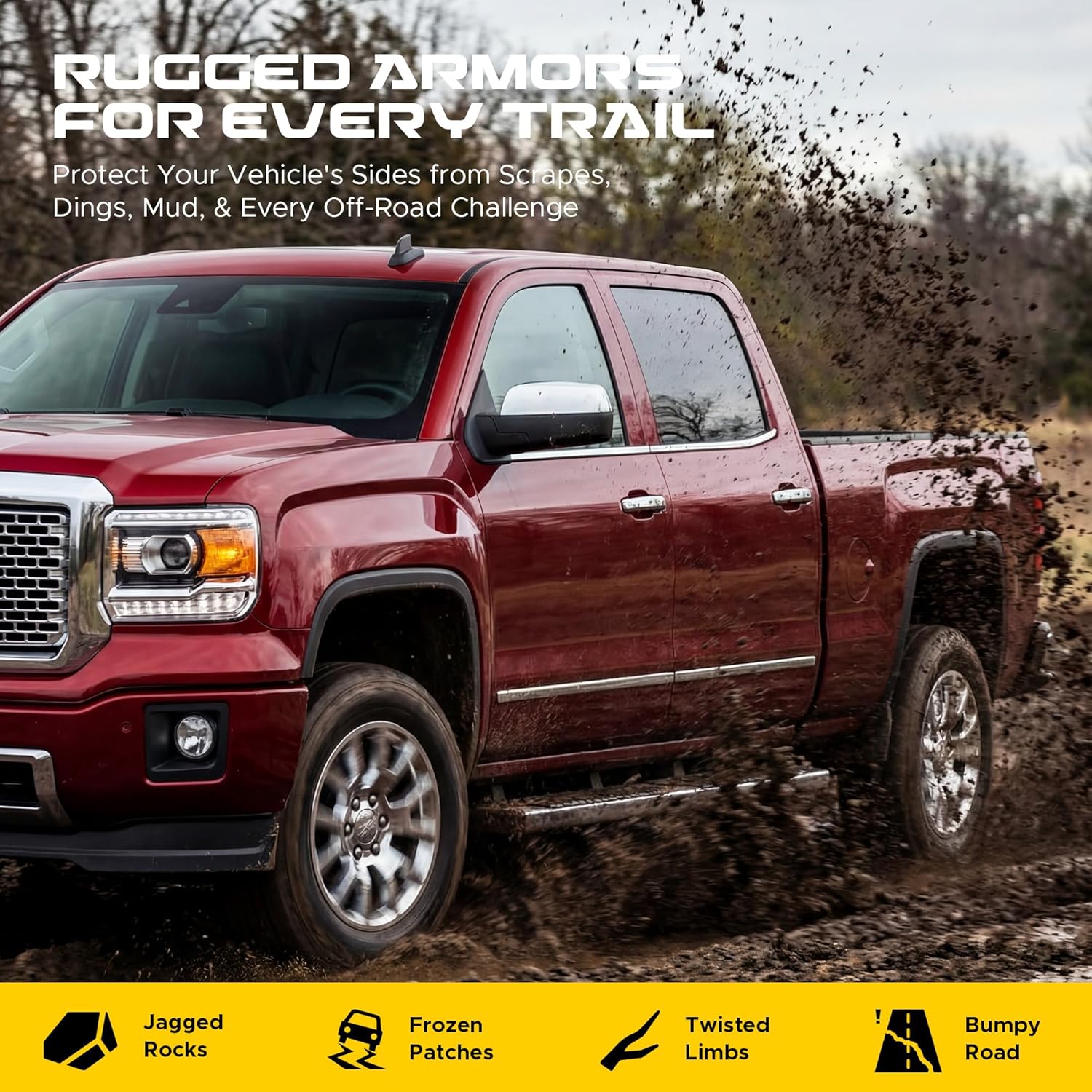 VRC 6pc Slip-on Outer Rocker Panel & Cab Corners Compatible with 2014-2018 Chevy Silverado GMC Sierra Full Size 4 Door Crew Cab, Left & Right Side