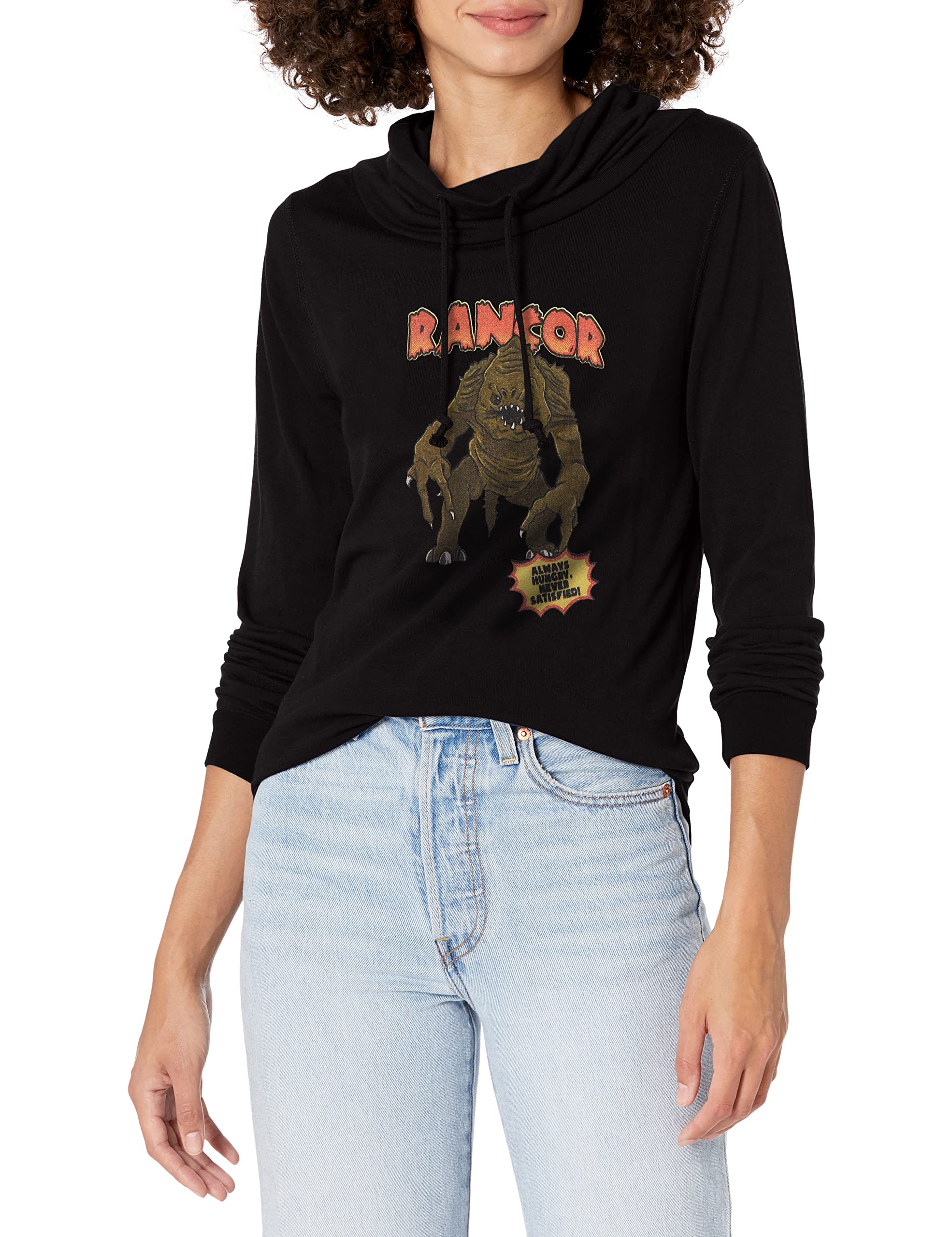 Top Star Wars Rancor de punto fino con cuello vuelto sofisticado negro 3
