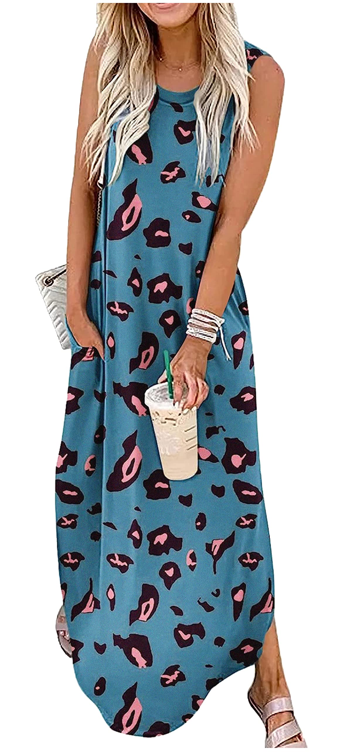 Good Vibes Rainbow Pocket Sleeveless Maxi Dress For Women Summer |  Desertcart BAHRAIN