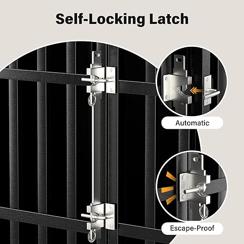 Miniatura 2 de Jaula para perros resistente de 48 pulgadas con pestillo de autobloqueo, perrera de acero grande indestructible con diseño cerrado, jaula para