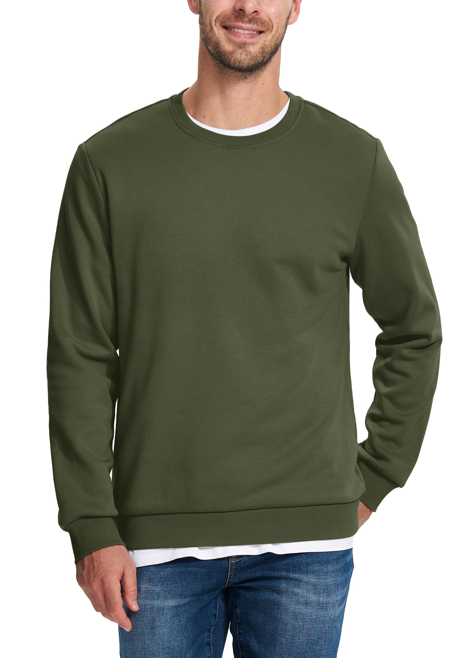 TACVASEN Fleecepullover Herren Sweatshirt Gefüttert Winter Warme Sport Langarmshirt Rundhals Outdoor Pullover Männer