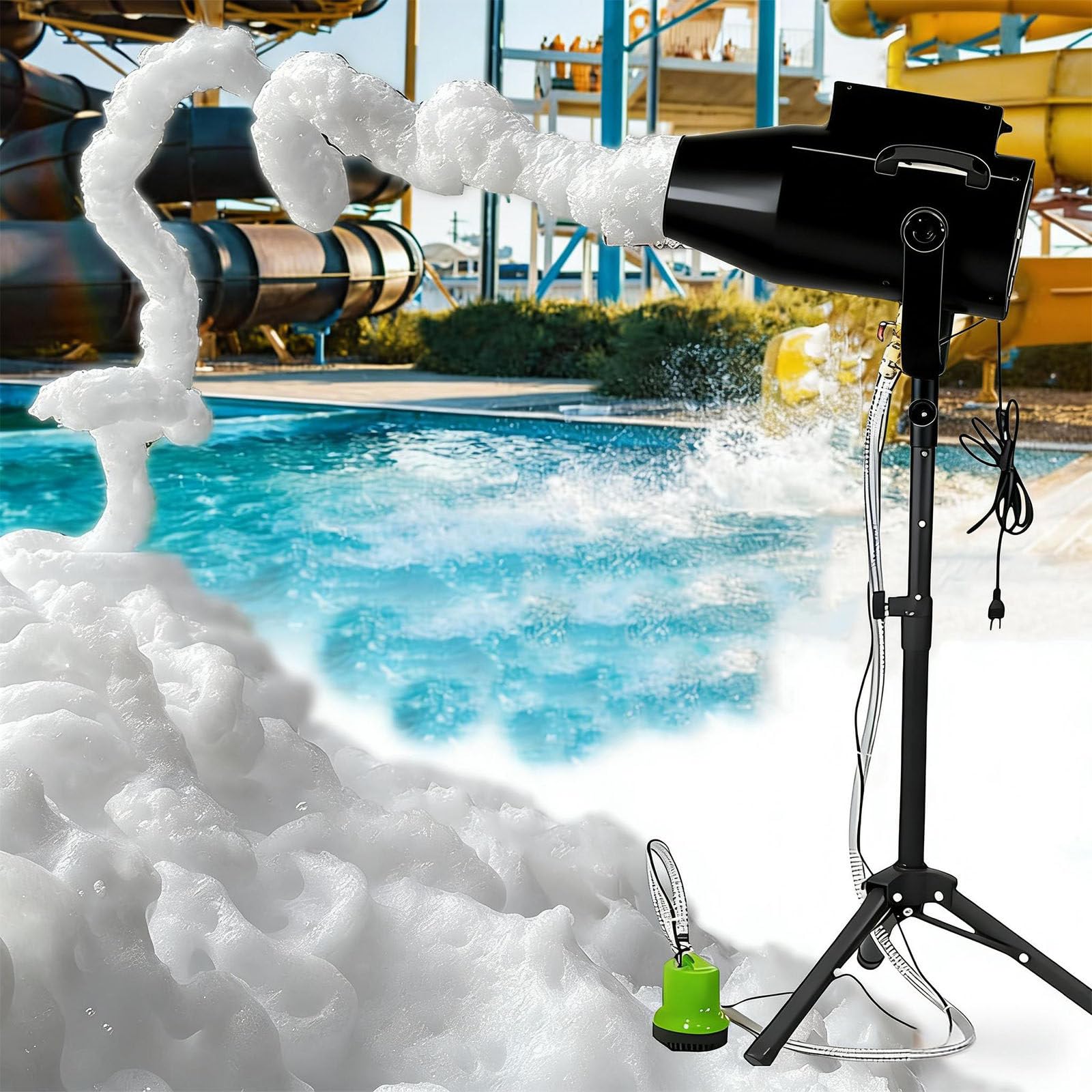 SHUMIAO Foam Machine 1000W, Party Foam Maker with Tripod Stand & Water Pump, 20m³/Min Large Output, Adjustable Angle, 20-33ft Shoot Distance for Outdoor Events, Pool Party, Backyard
