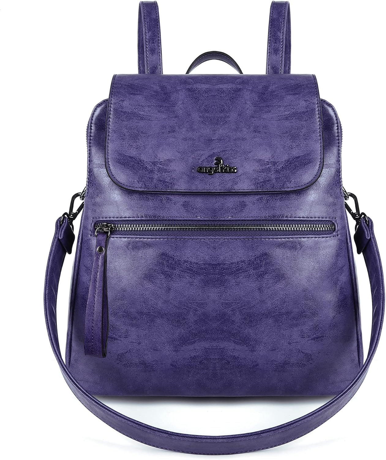 Angel Kiss Backpack Purse for Women Casual Fashion Vegan Leather Shoulder Bag Ladies Zipper Magnetic Flap Backpack