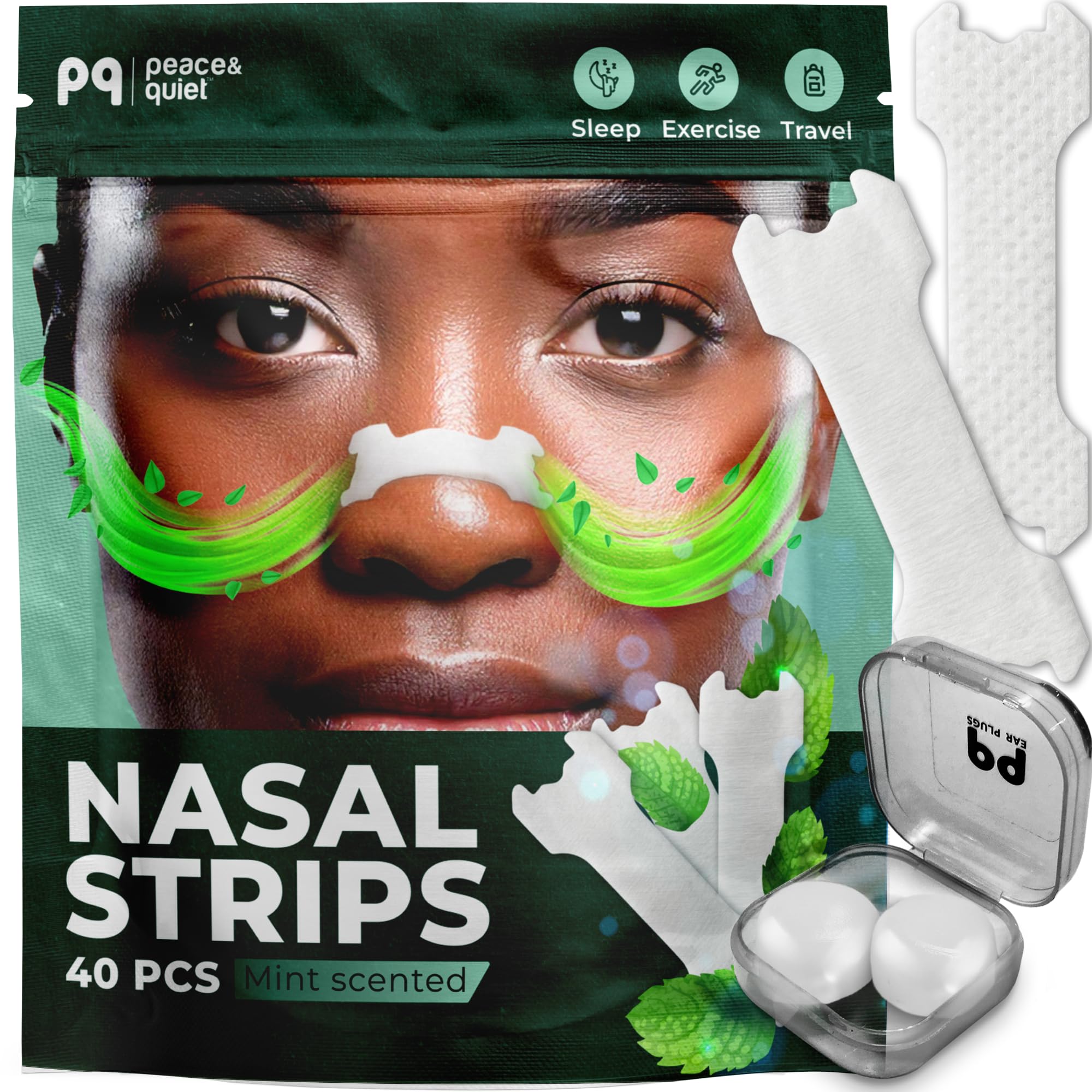 Peace Quiet PQ 40 Nasal Strips for Snoring Nasal Stripes for Sports Sleeping - Nose Strips for Congestion