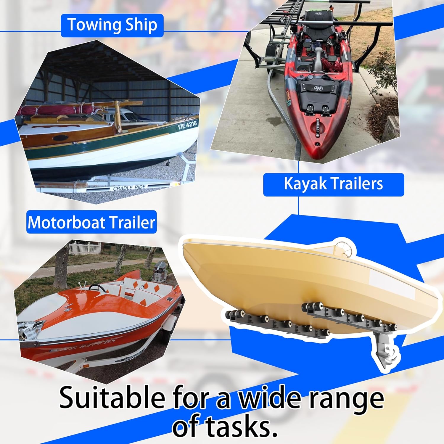 GIOTORENT Boat Trailer Roller, Heavy Duty Carbon-Steel Trailer Rollers for Boat, Withstands 2000 LBS Load, Black Powder-Coated Finish, Suitable for Dinghy and Sailboat Trailers