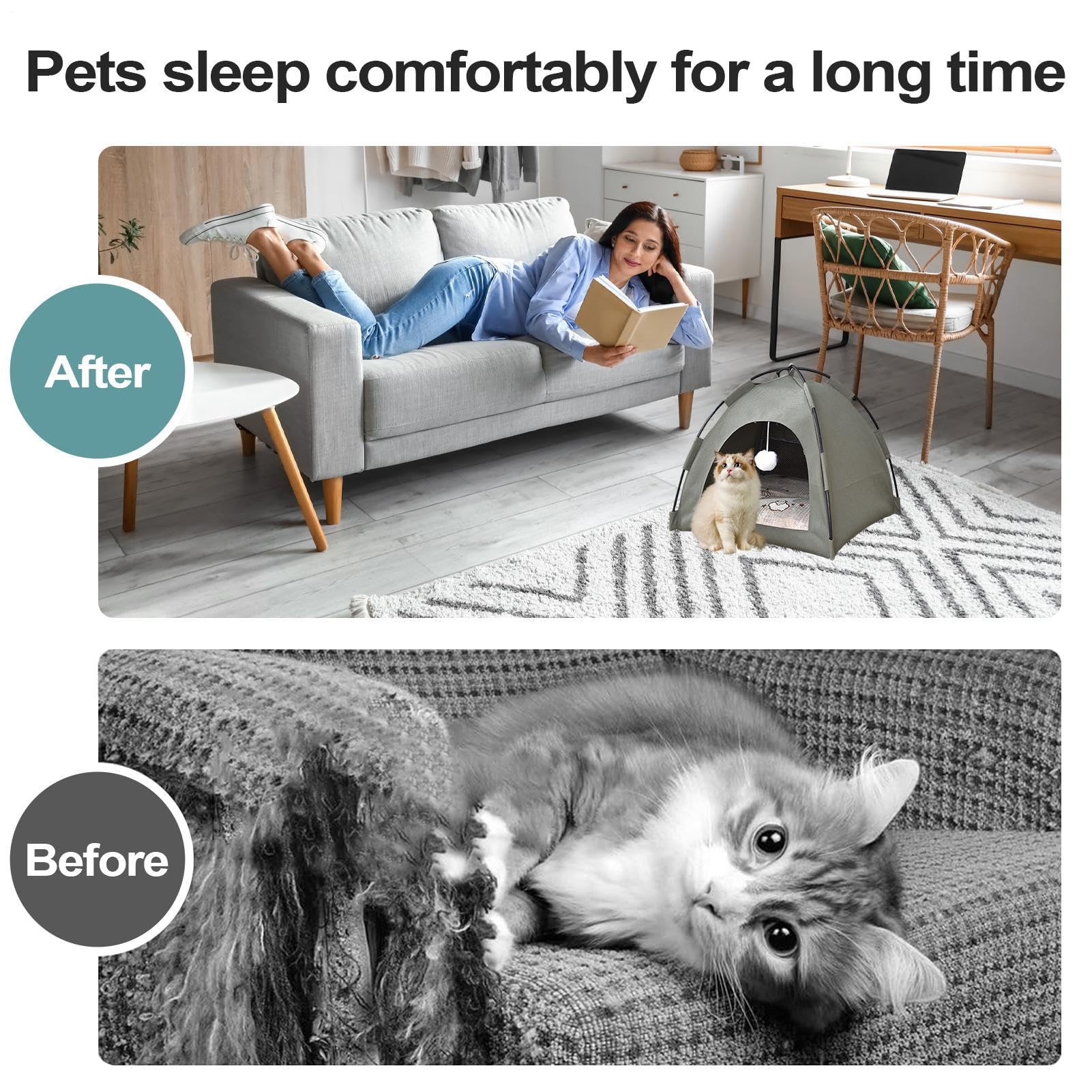 Pet Tent, Cat House, Waterproof Portable Shelter, Breathable Oxford Fabric, Indoor Outdoor Travel Use, Kitten Tent Bed, Foldable Dog Crate, 15.75x15.75x15.75 Inches