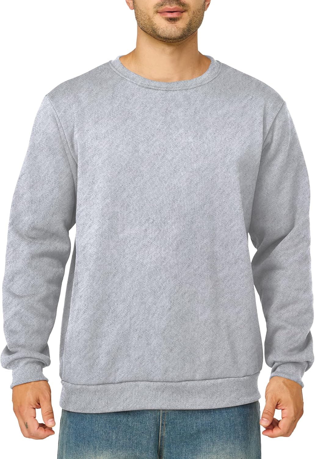 Mens Crewneck Sweatshirts Casual Fleece Pullover Sweatshirt Long Sleeve Basic Sweat Shirts